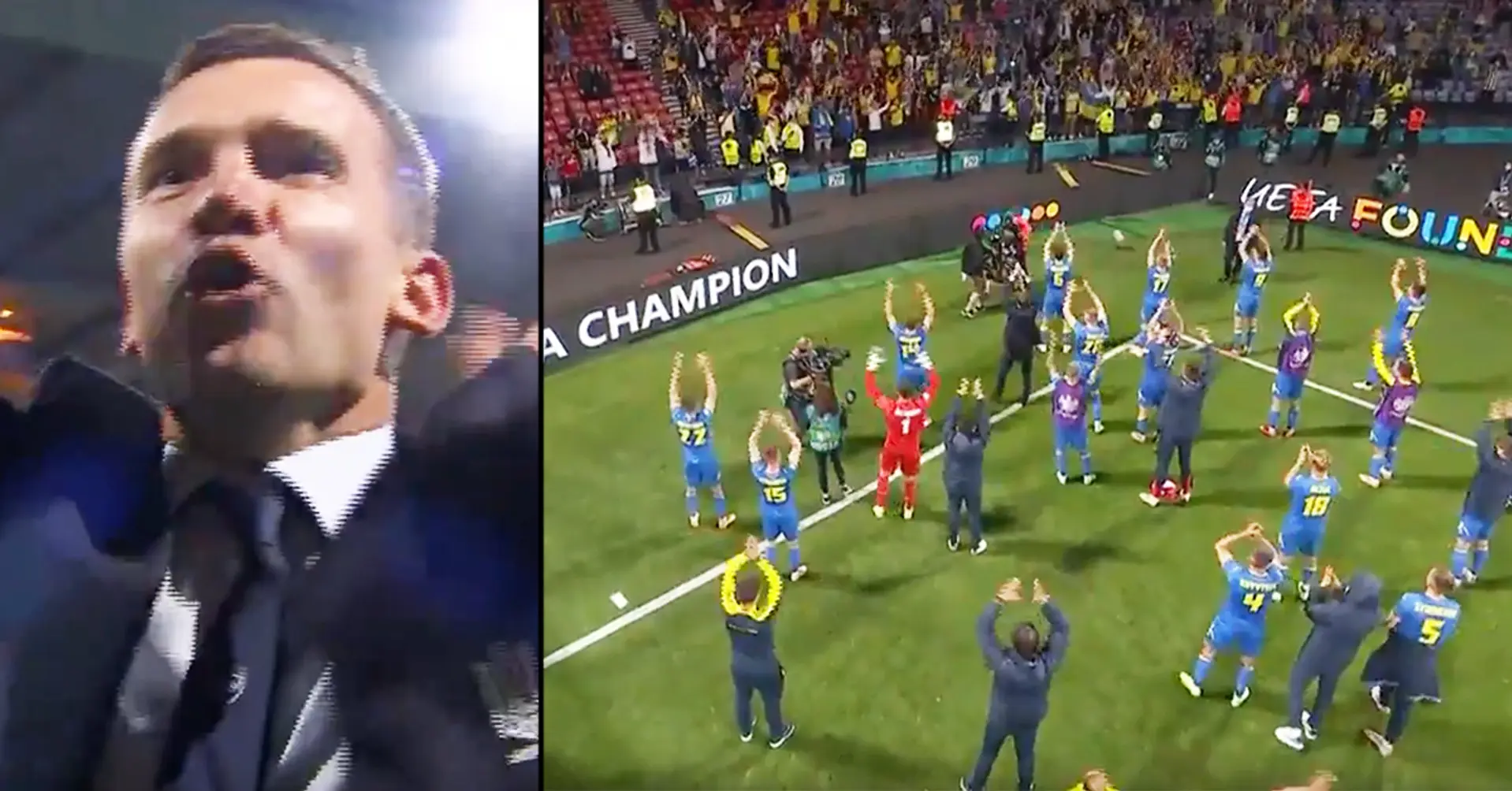 Amazing scenes: Andriy Shevchenko and Ukraine players celebrate their win with fans