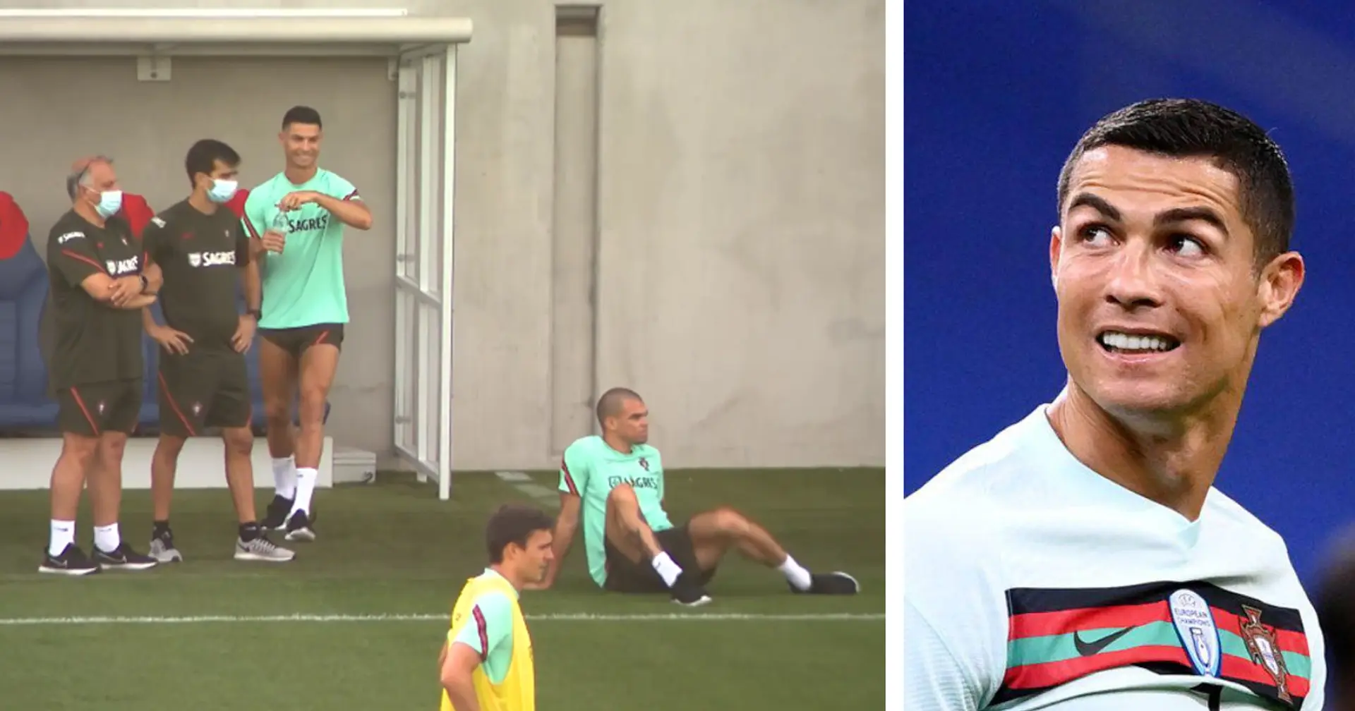 CR7 si diverte con il Portogallo: lo scherzo fatto a Pepe in allenamento