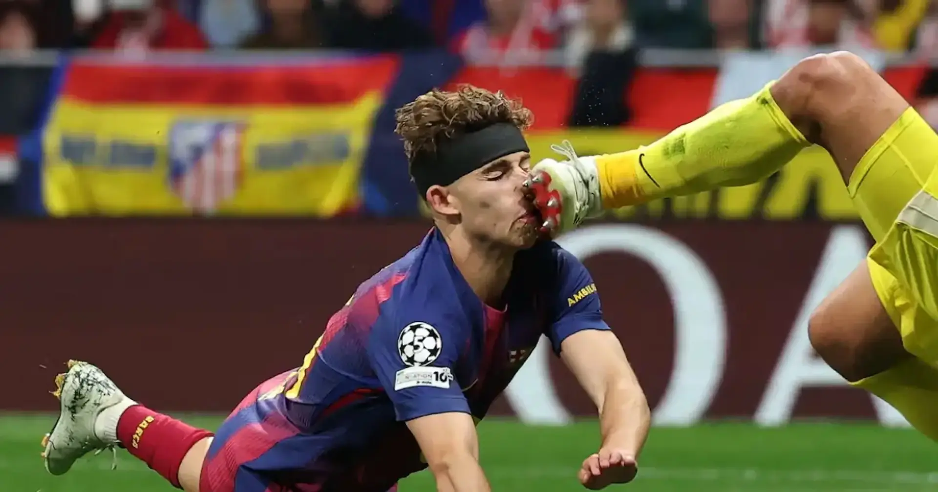 Fermin Lopez left bleeding profusely after taking boot to the face ...