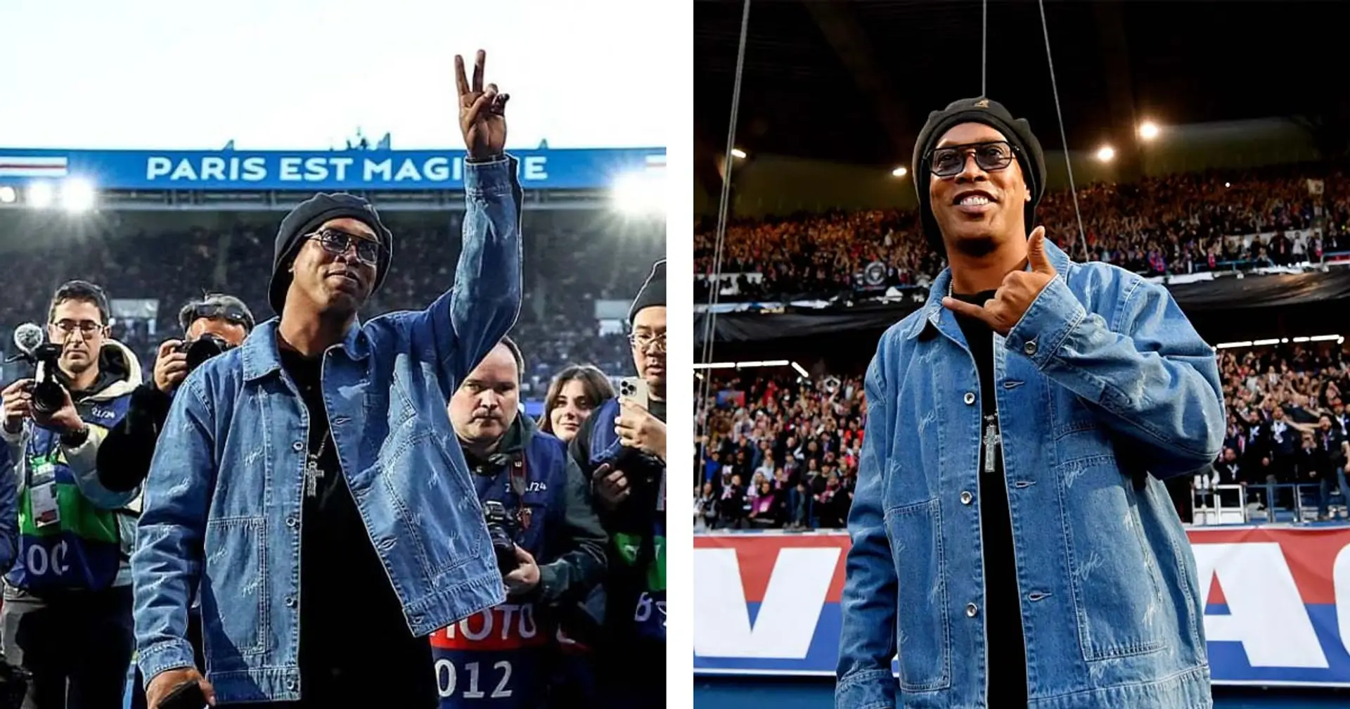 Les 5 meilleures photos de Ronaldinho présents au Parc des Princes pour assister à PSG vs Barça
