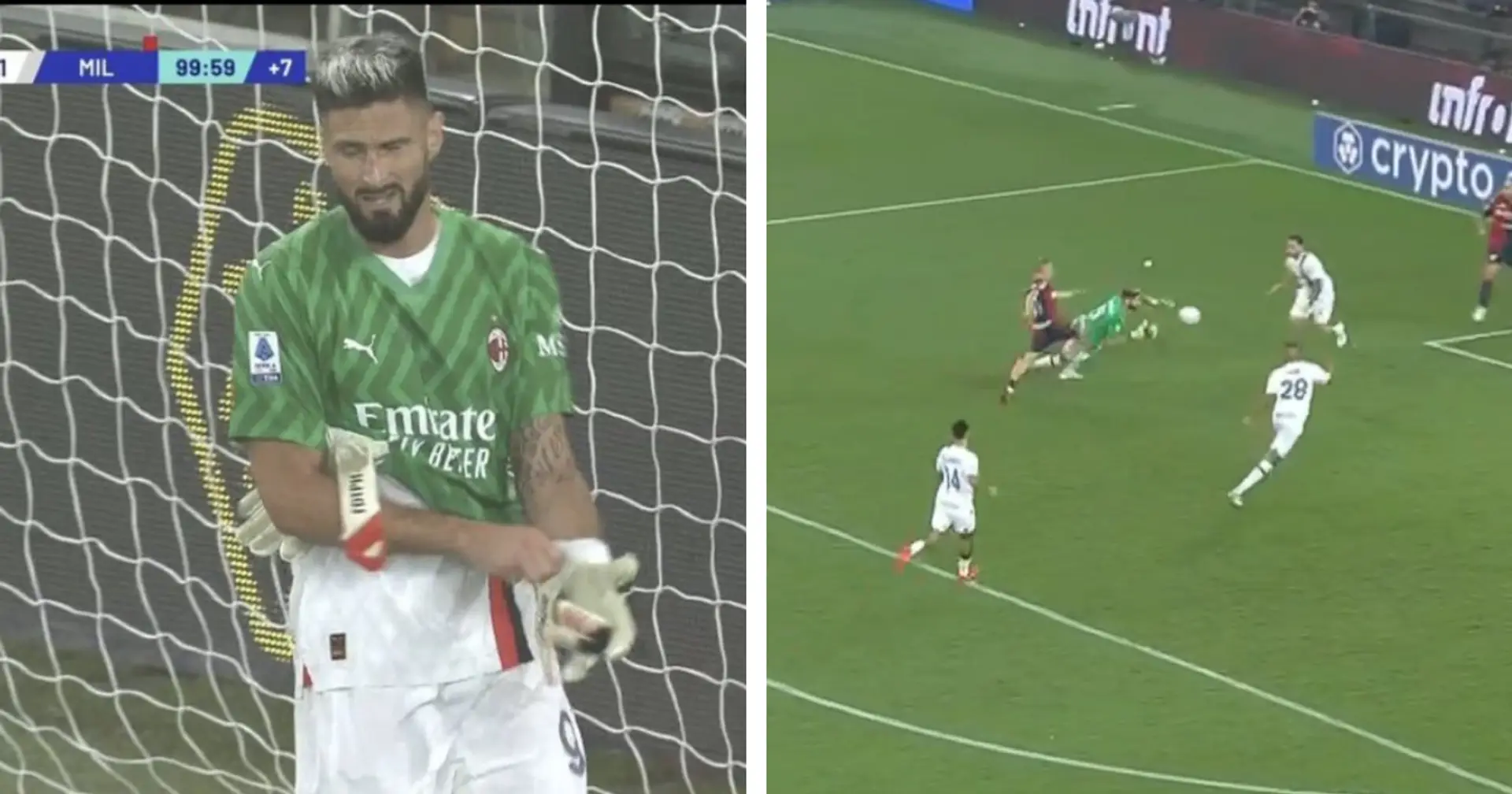 Olivier Giroud goes in goal for AC Milan, makes brave save to preserve three points