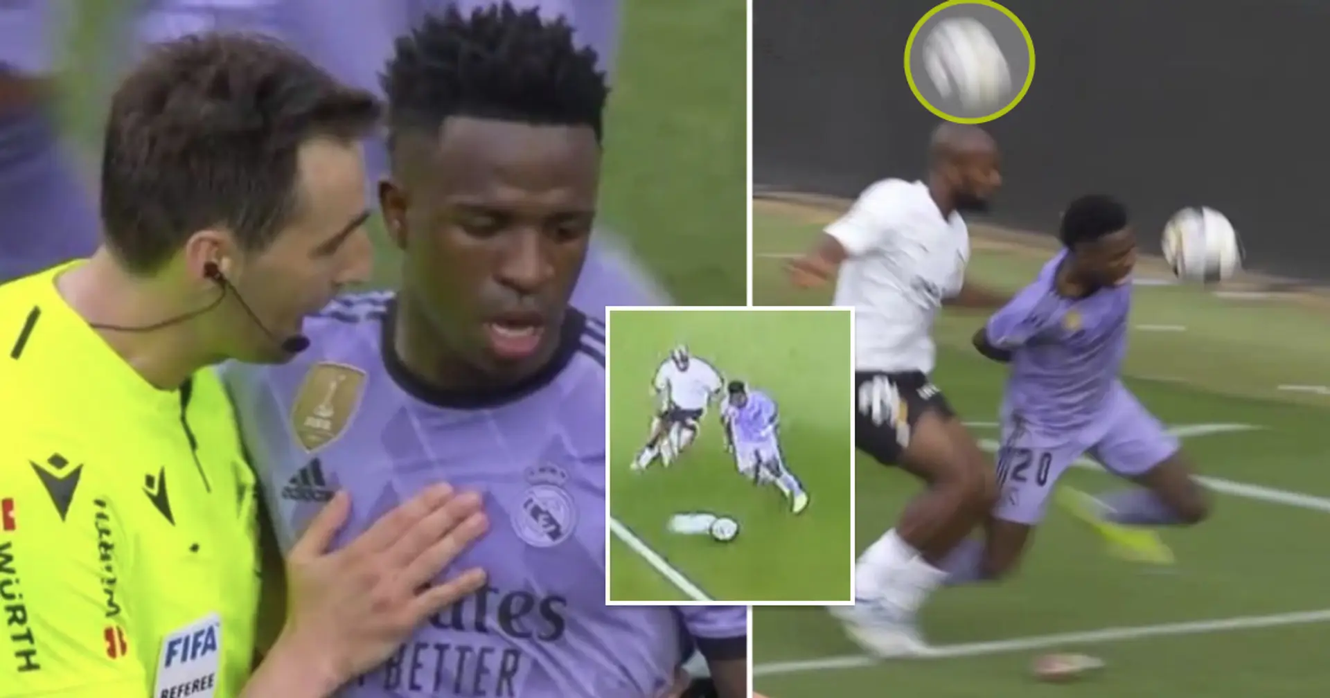 Spotted: Valencia player deliberately kicks second ball to knock Vinicius over -- only sees a yellow