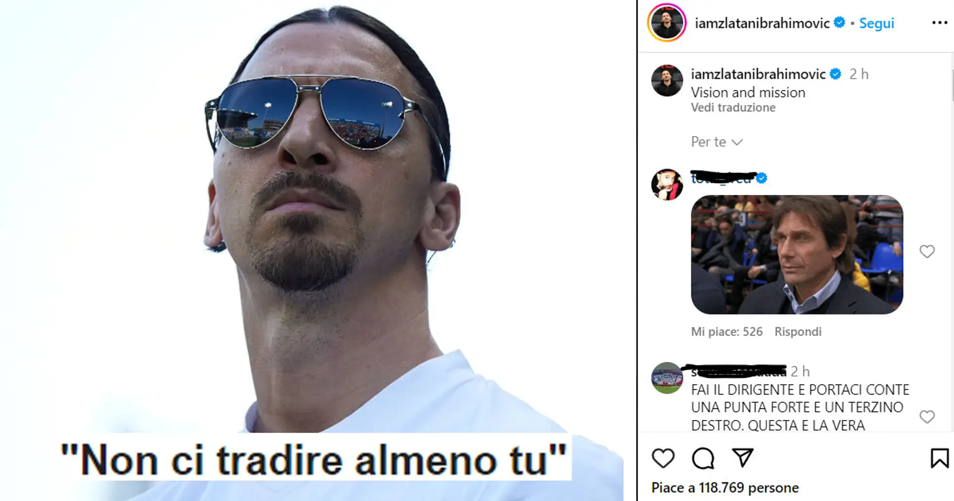 Ibrahimovic pubblica un messaggio sui social, i tifosi del Milan alzano la voce: "Non ci tradire almeno tu"