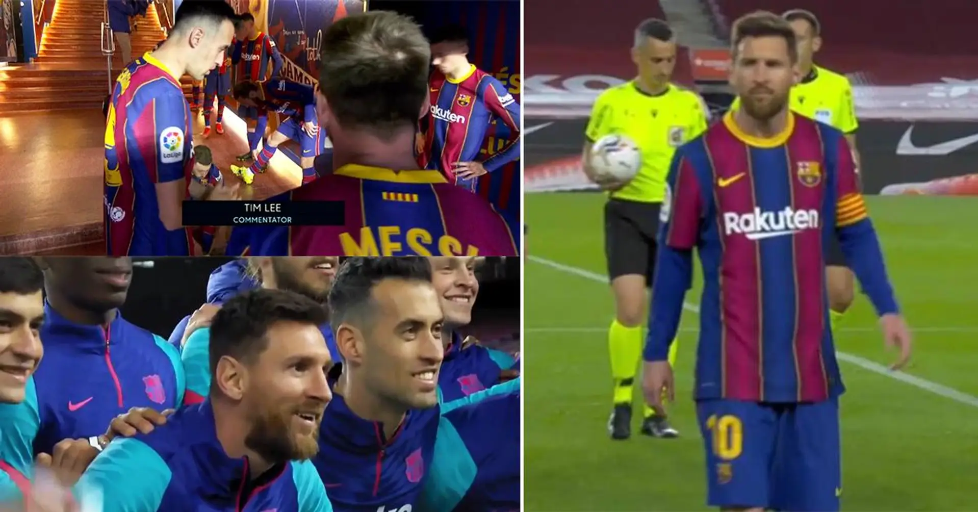 La conversazione nell'intervallo di Lionel Messi con i compagni di squadra del Barca è stata ripresa dalla telecamera 