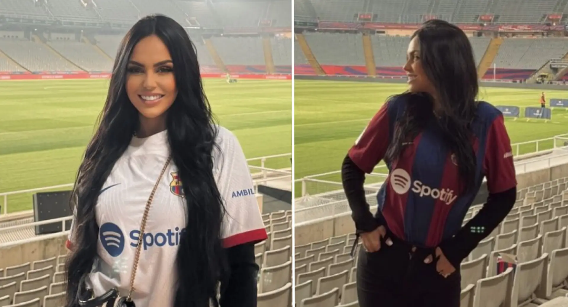 3 best pics as Vitor Roque's hot wife watches Barca game from Montjuic stands