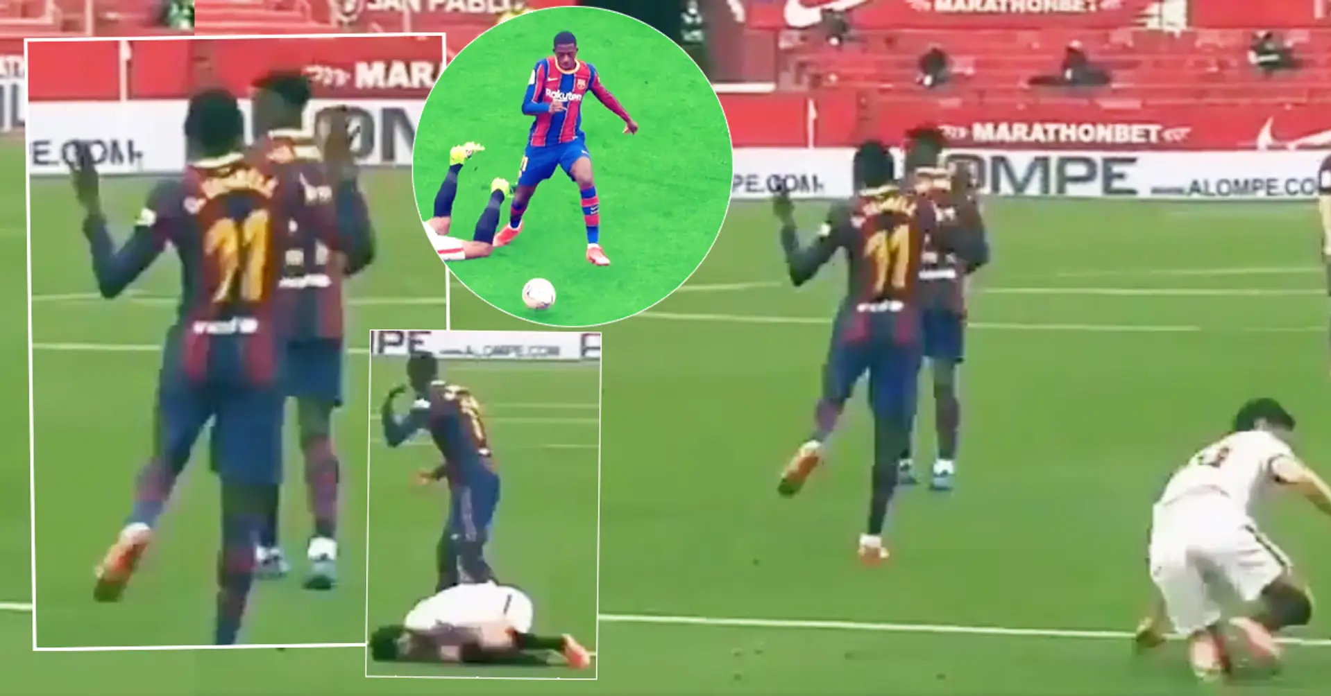 Barca star Ousmane Dembele brutally mocks Sevilla player for 'simulation' during match