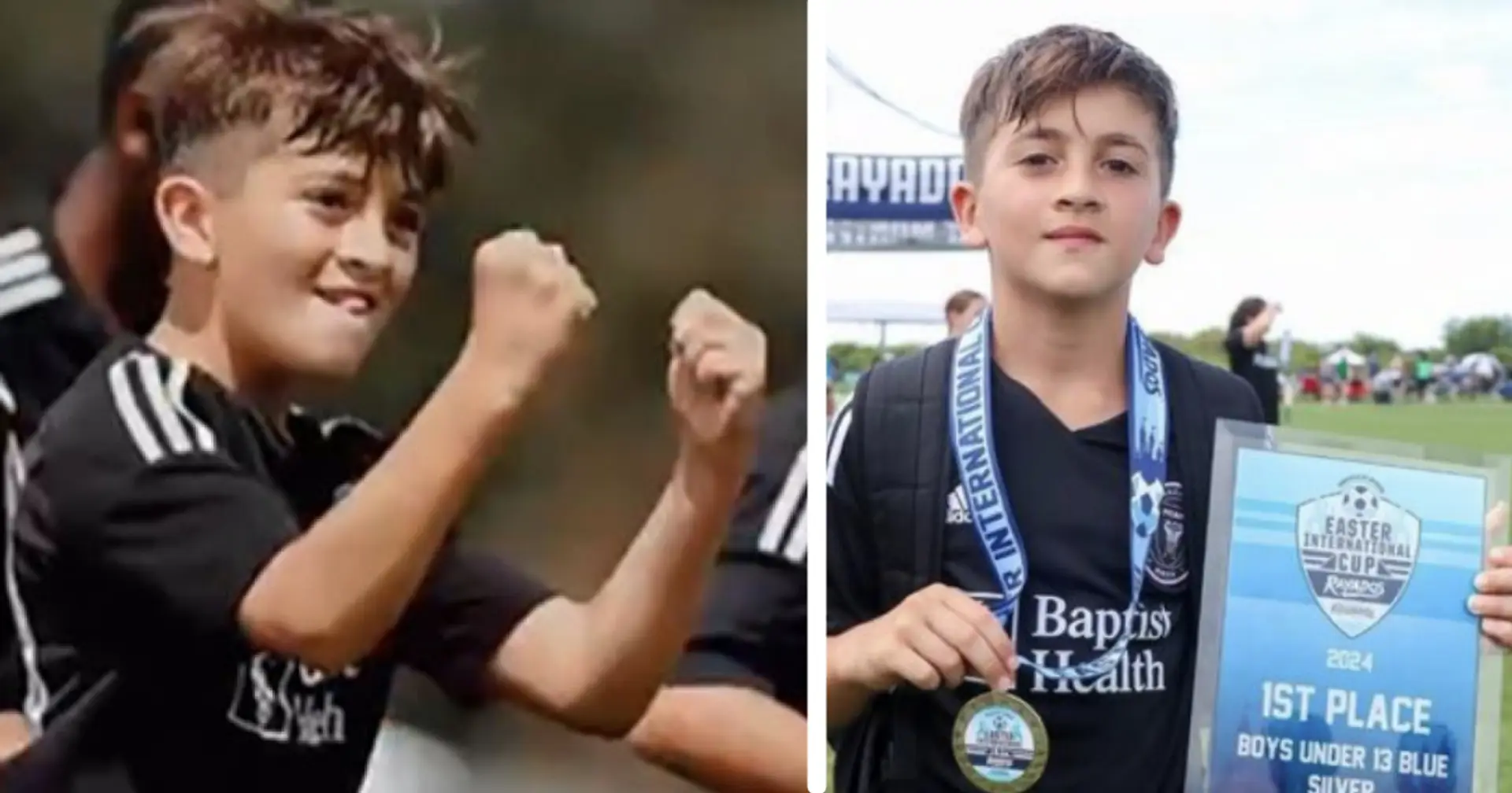 4 photos et et une vidéo des fils de Leo Messi et Luis Suarez remportant un trophée avec l'académie de l'Inter Miami