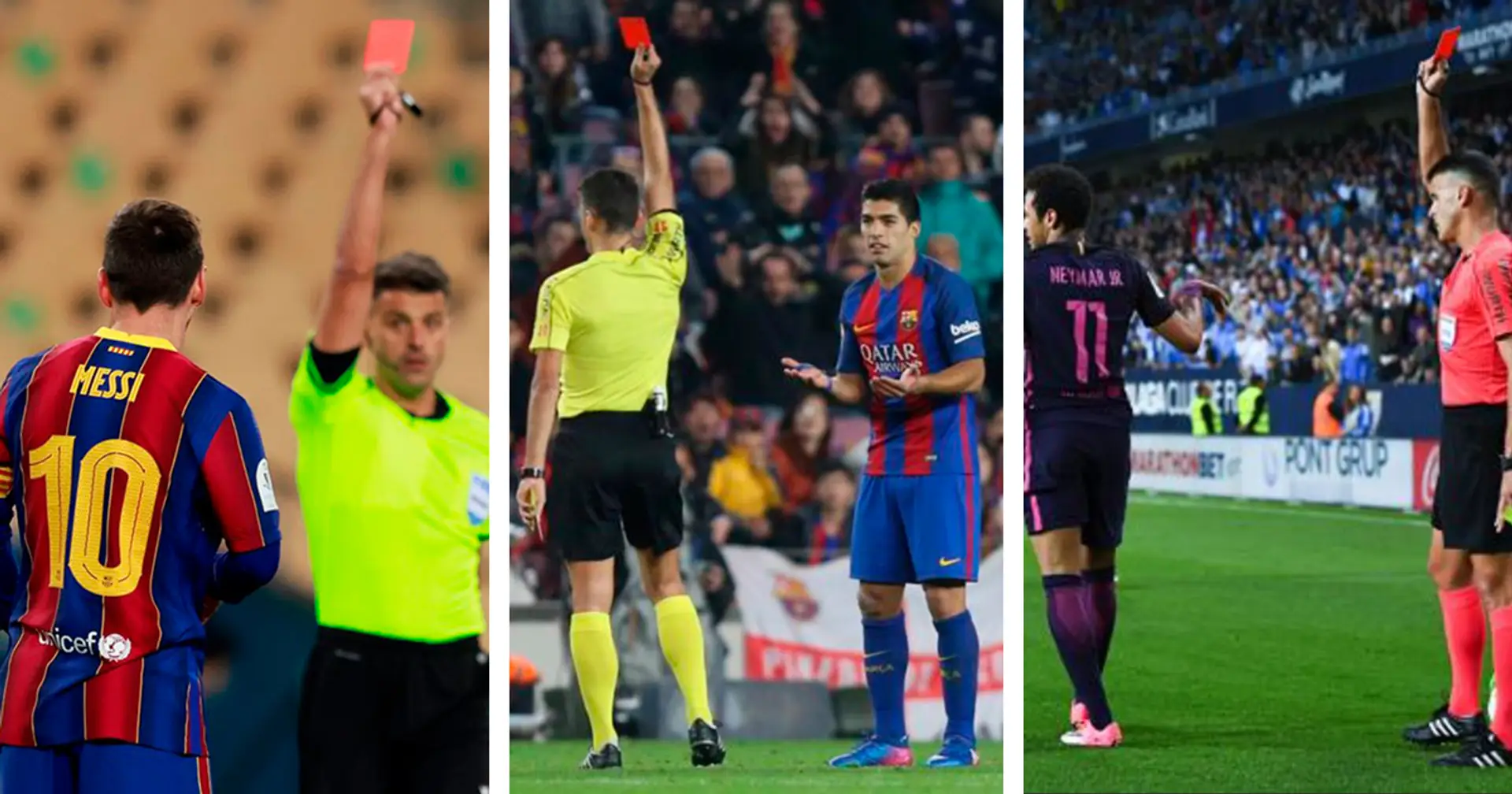 Hat-trick: Referee Jesus Gil Manzano sent off Messi, Suarez and Neymar at Barcelona
