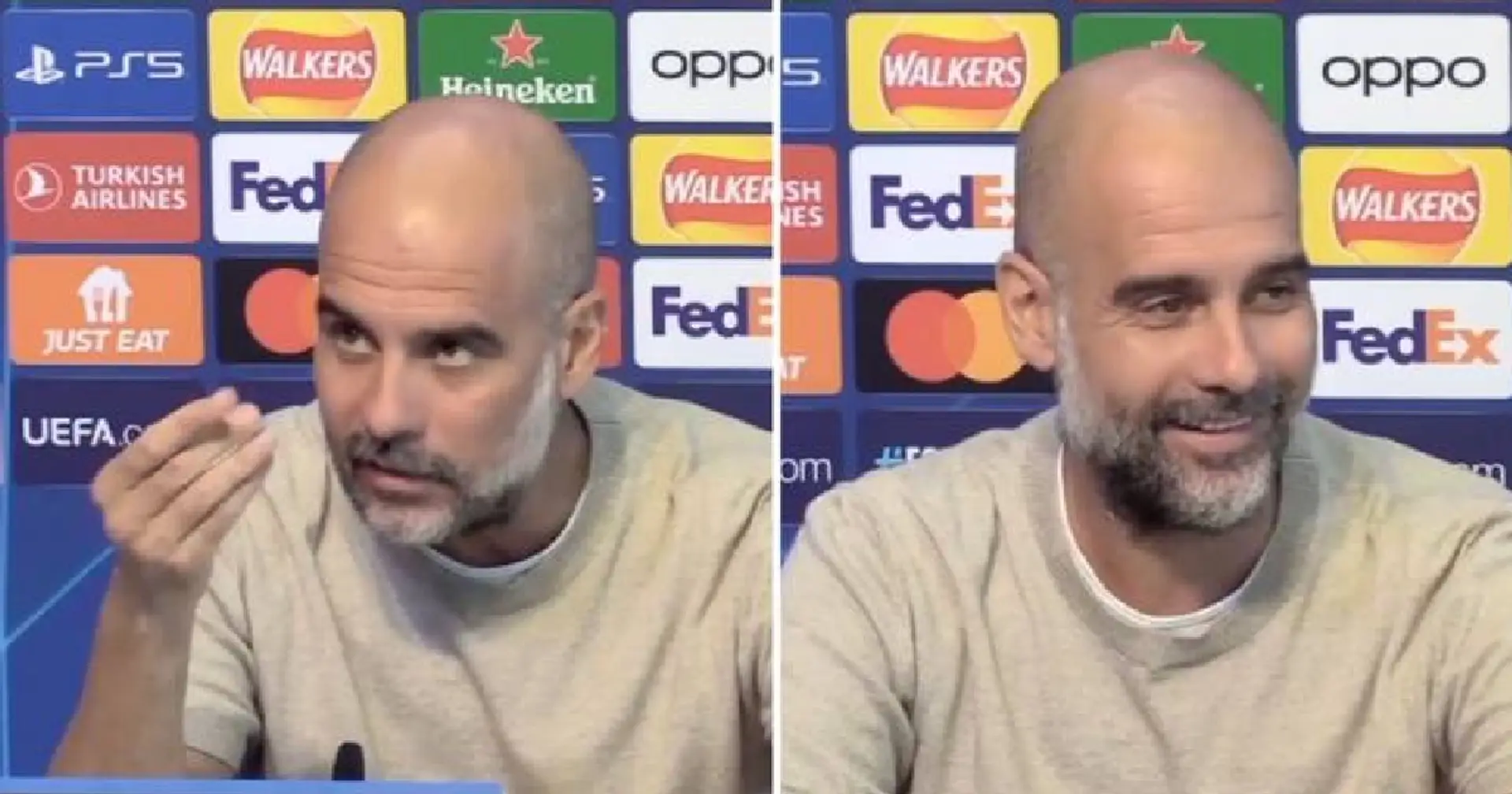 Pep Guardiola's first reaction when asked about Man United's poor start to the season