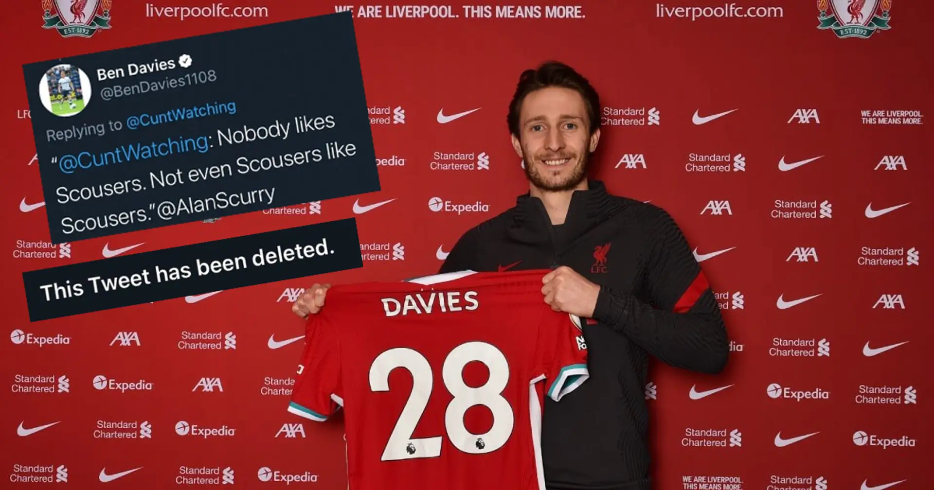 Ben Davies deletes 'nobody likes Scousers' tweet ahead of Liverpool move