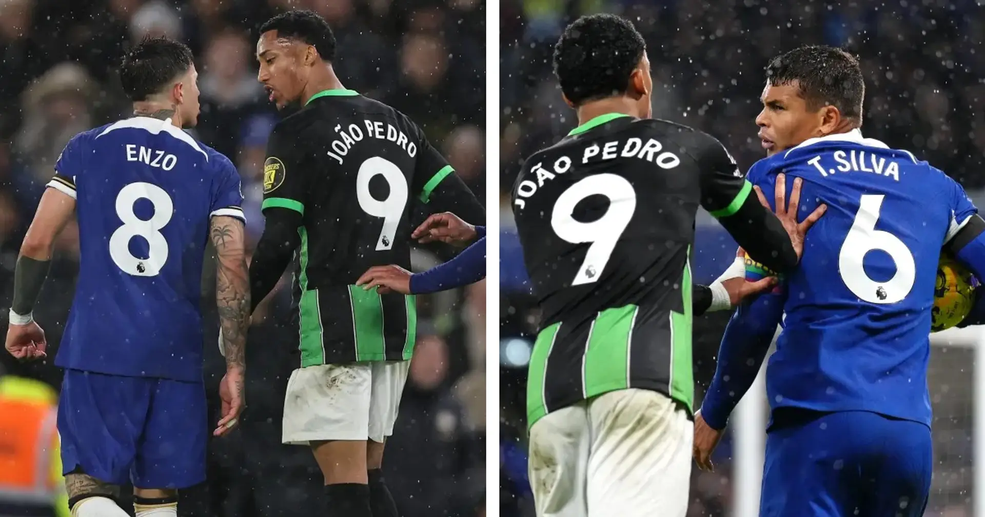 Spotted: Joao Pedro clashes with two Chelsea players in Blues victory