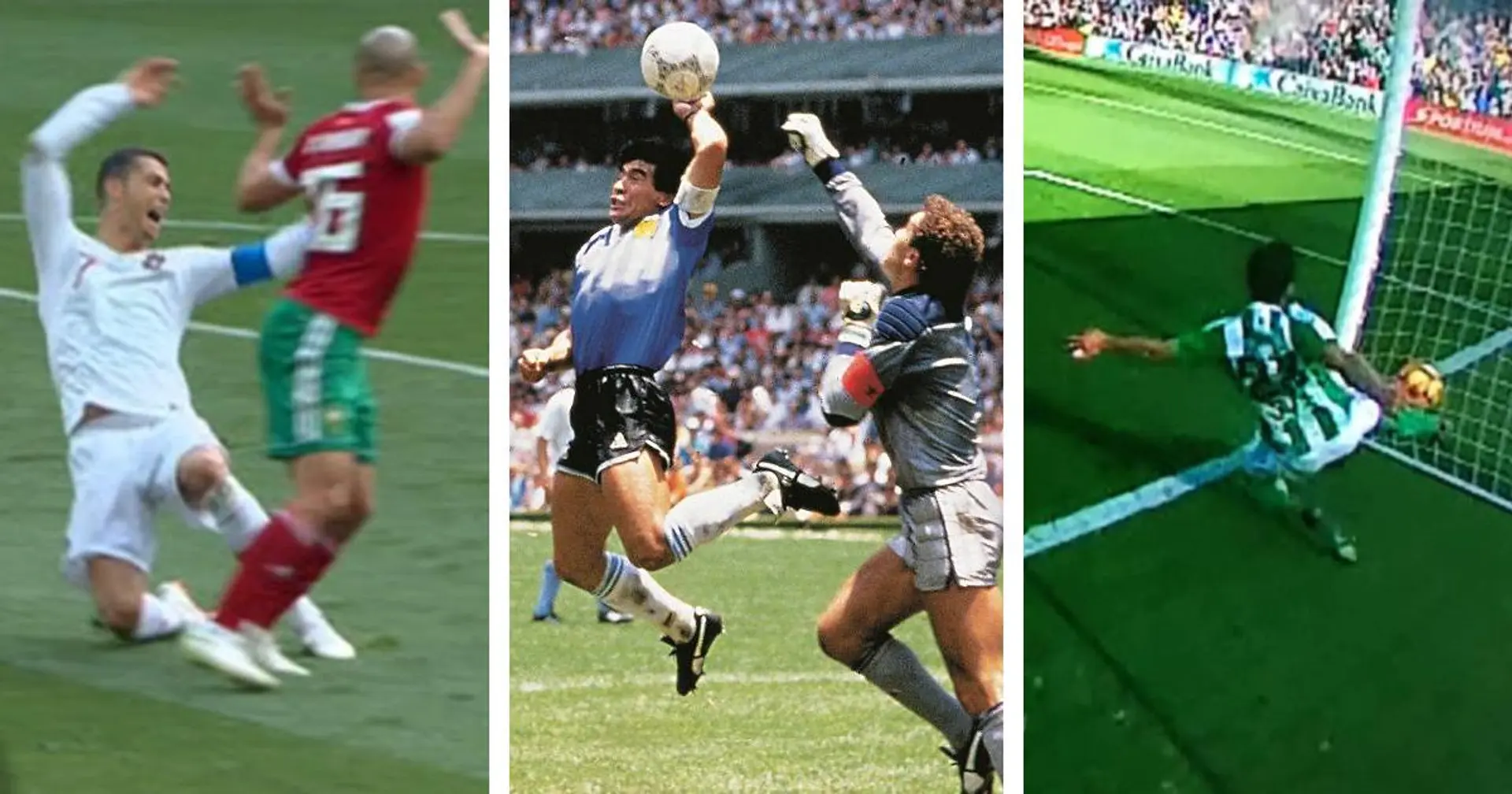 The hand of God, 100% goals not awarded and 9 more worst acts of cheating in football