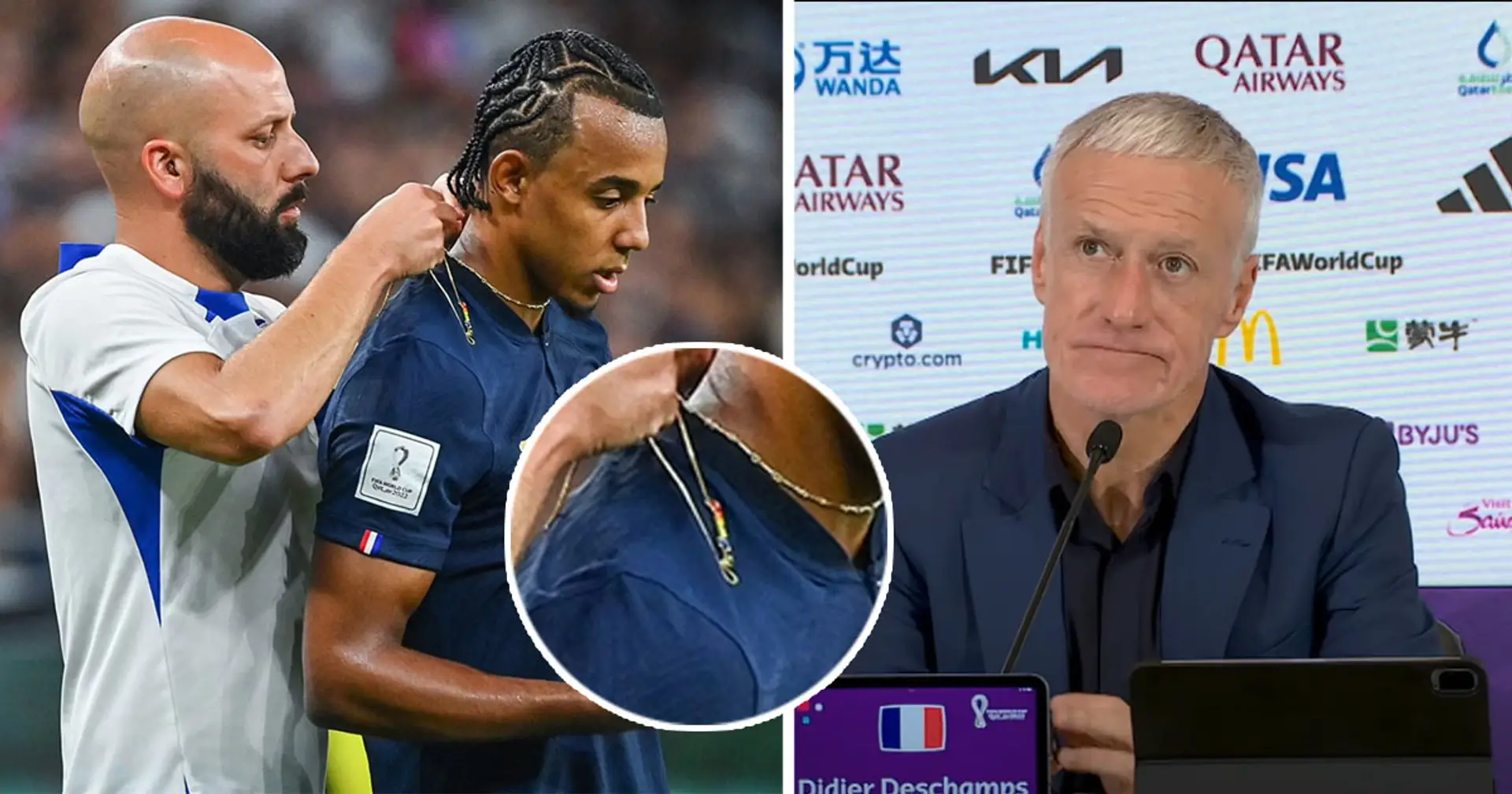 Kounde wore chain in rainbow colours during World Cup game - Deschamps reveals if he knew about it