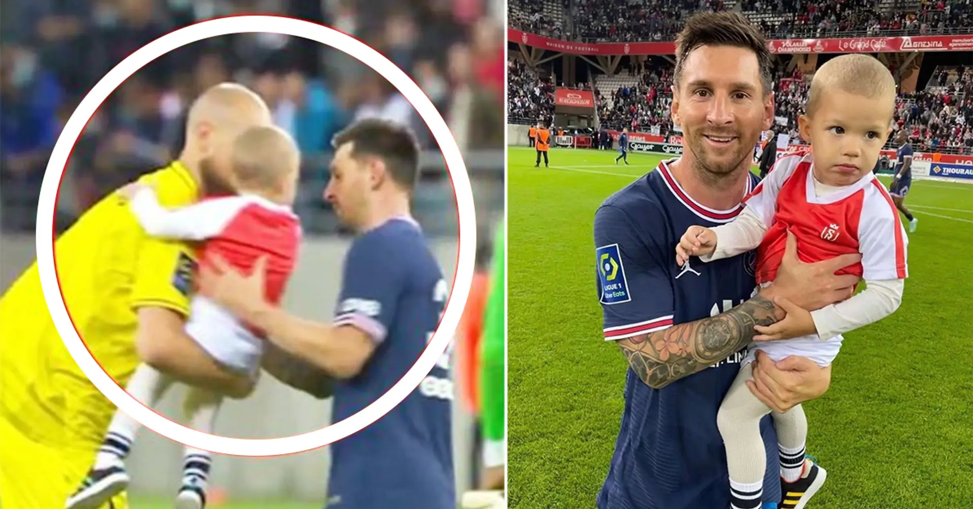 Von Kamera erwischt: Reims-Torwart bittet Leo Messi um ein Foto mit seinem Sohn