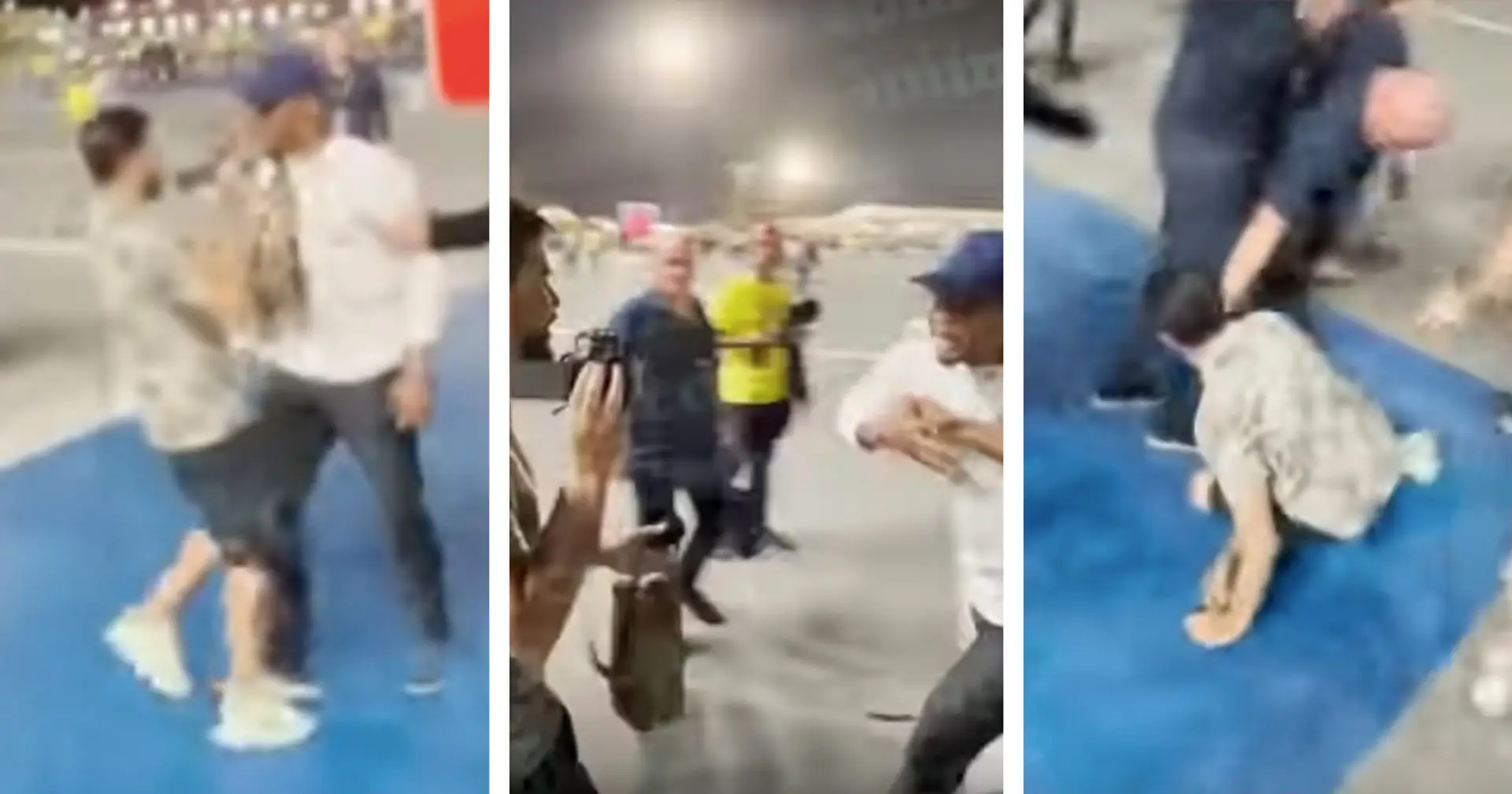 Des images choquantes montrent Eto'o donnant un coup de pied à un homme avec son genou à l'extérieur du stade en Coupe du monde