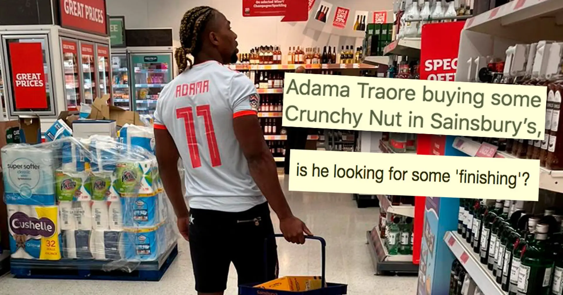 'Majestic vibe': Adama Traore stocks up at local store wearing Spain jersey