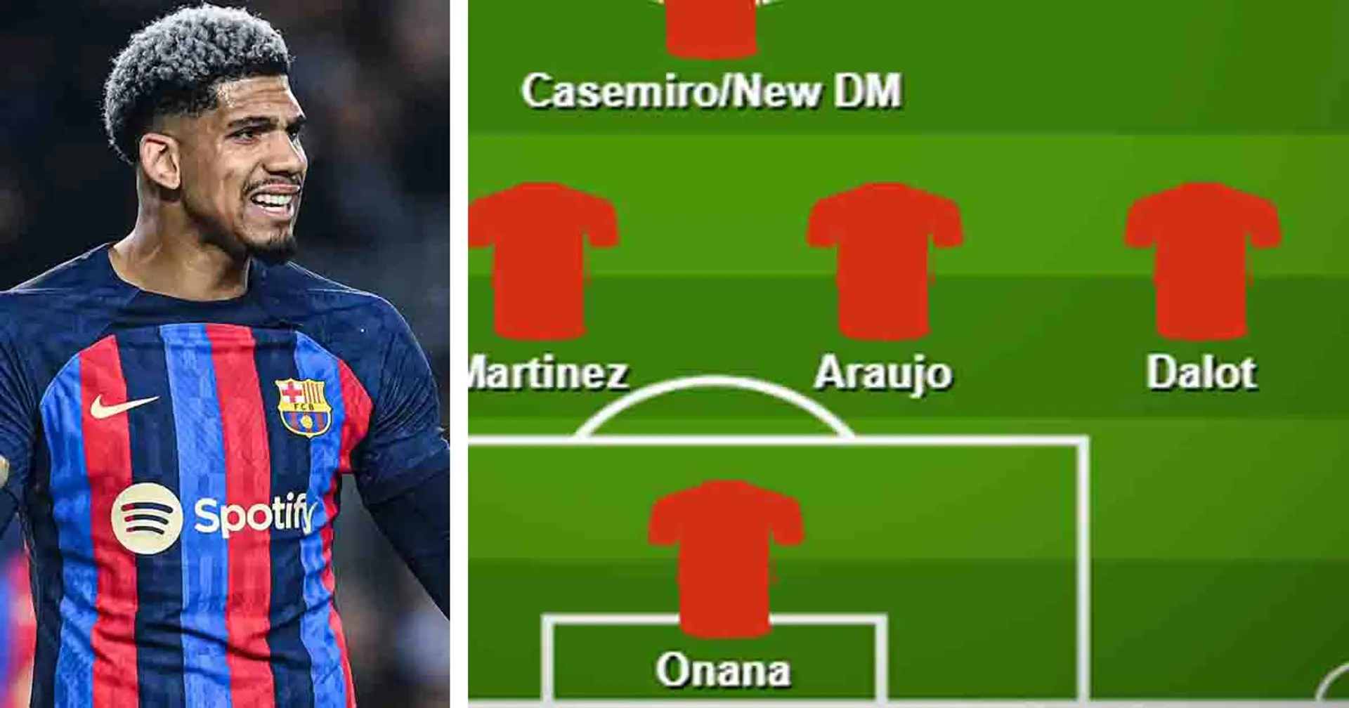 How Man United could potentially line-up with Ronald Araujo - shown in two pics