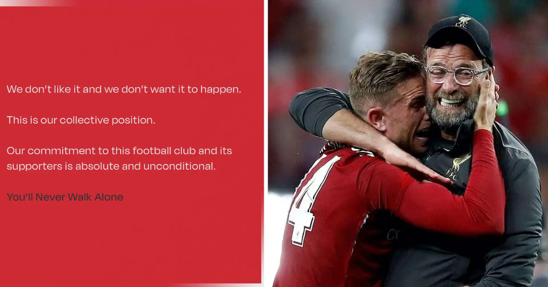'No nos gusta': TODOS los jugadores del Liverpool se manifiestan en redes sociales y protestan contra la Superliga
