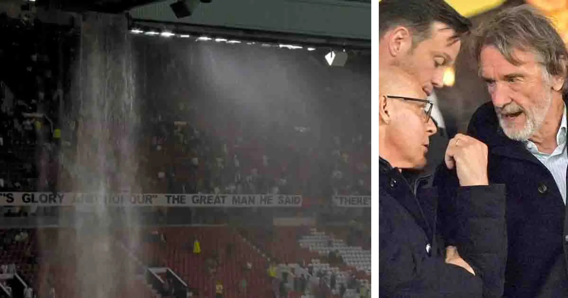 Spotted: Old Trafford roof leaks like a waterfall in shocking scenes after Arsenal loss