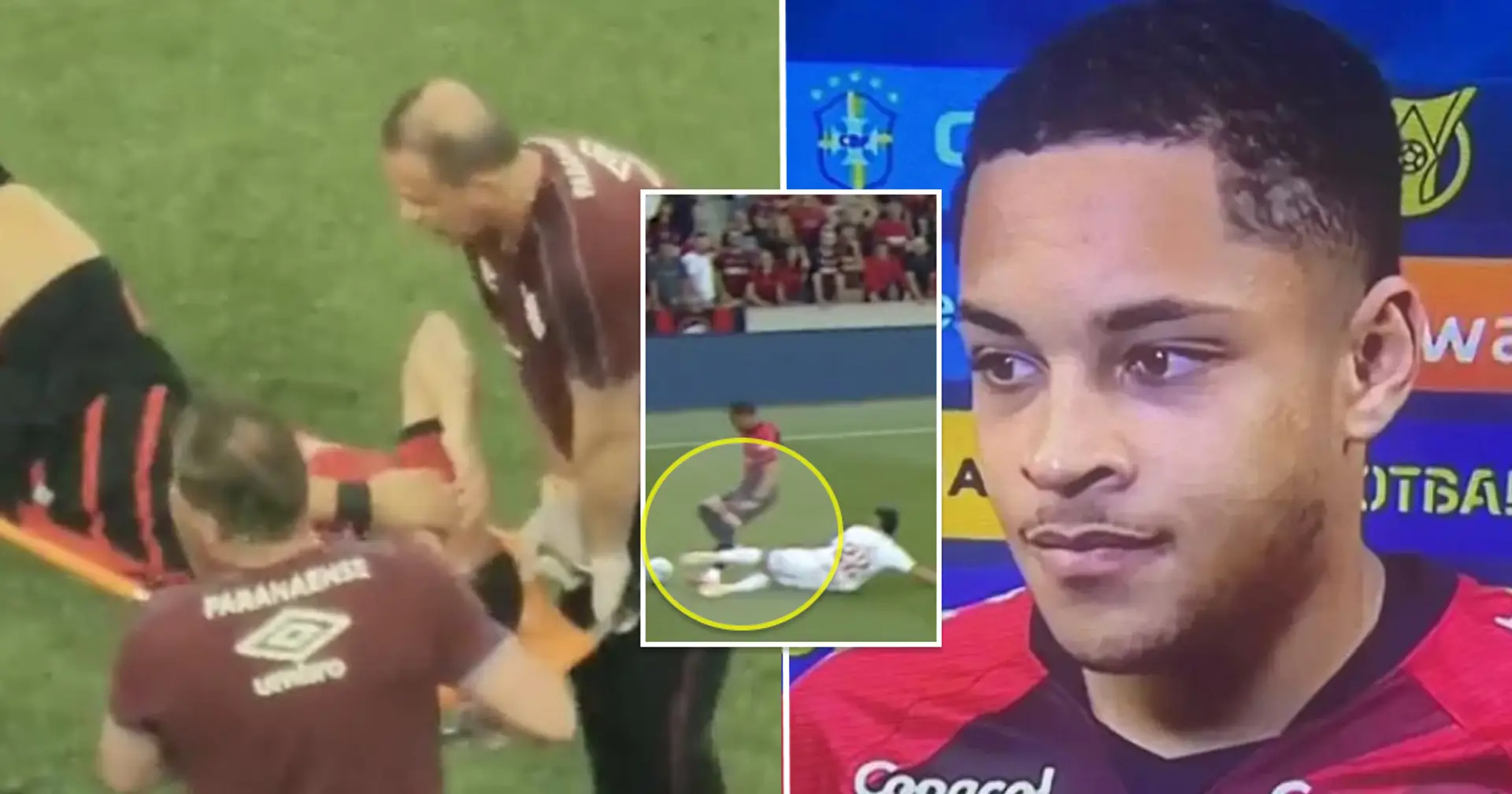 Vitor Roque stretchered off in tears after horrific tackle for Paranaense (video)