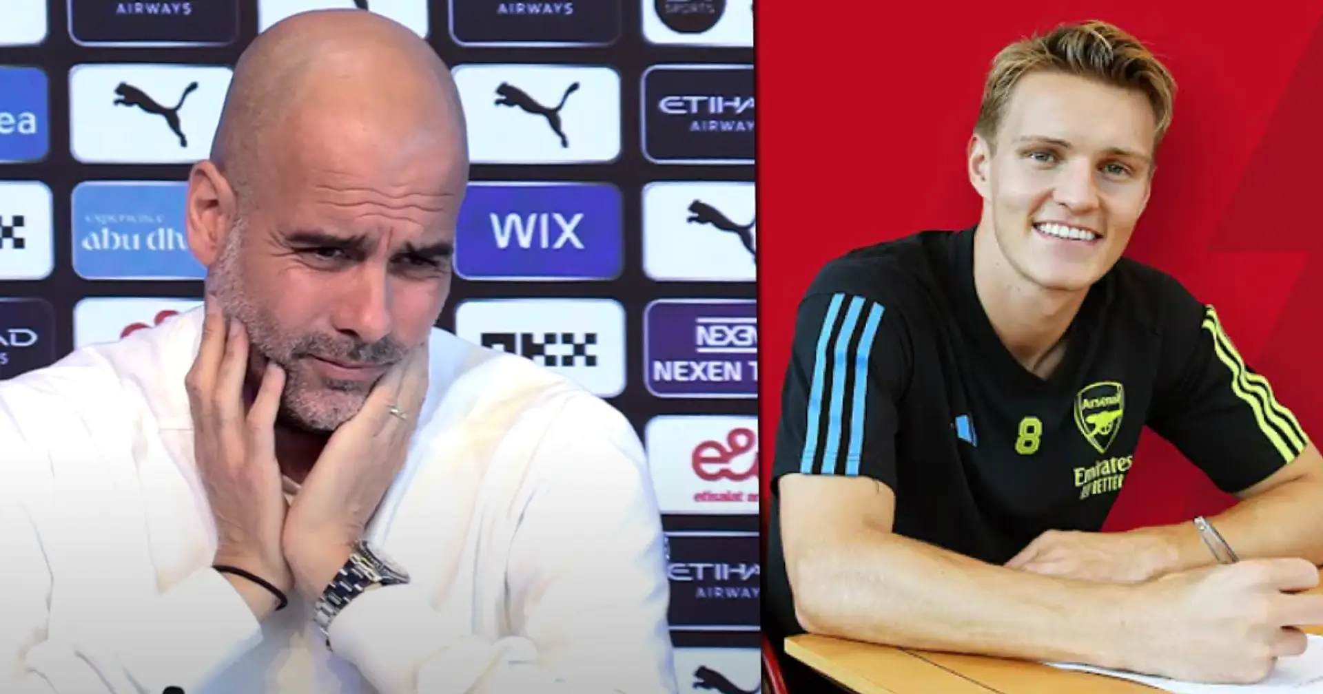 Pep Guardiola reacts to Odegaard's new Arsenal contract