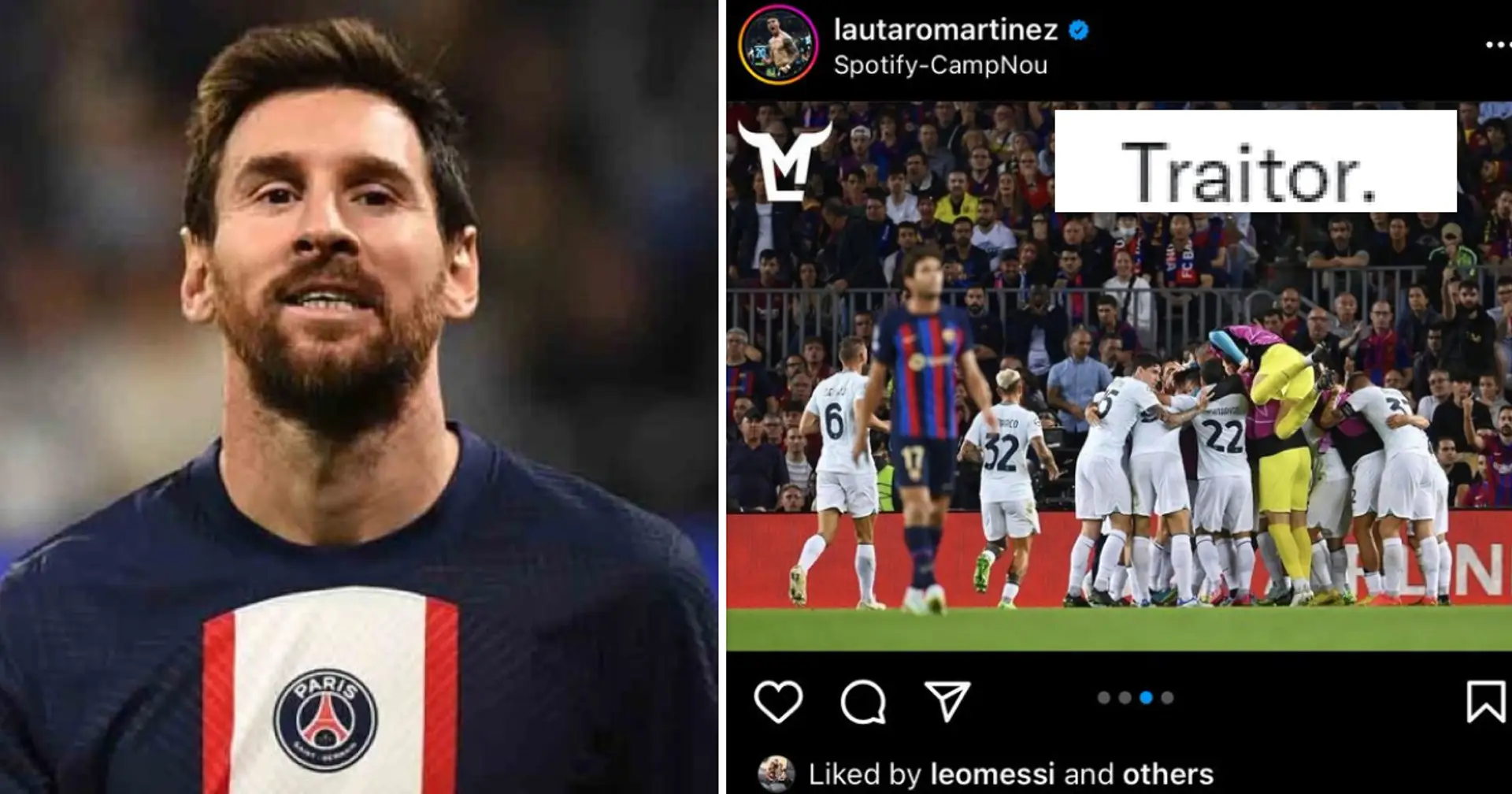 "Das ist der Typ, den Barcelona zurückholen will..." - Fans sind nicht glücklich darüber, dass Messi Lautaros Post nach dem Remis gegen Inter gelikt hat