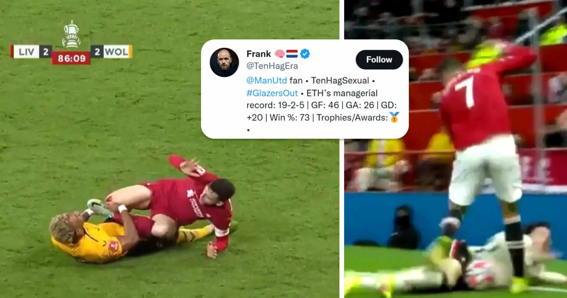 United fan who calls himself 'TenHagSexual' whines about Robertson's tackle on Adama - gets roasted with 4 pics
