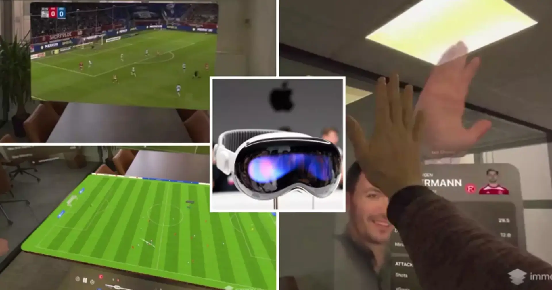 Ein Fan schaut sich ein Bundesliga-Spiel mithilfe von Apple Vision Pro an - das Bildmaterial ist absolut unglaublich