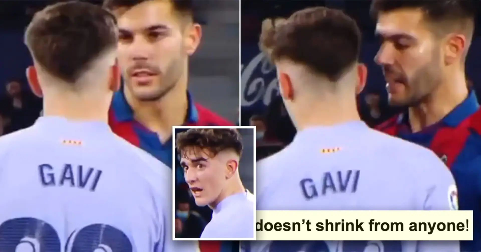 Gavi bravely confronts tough Levante defenders, one Barca player defends him