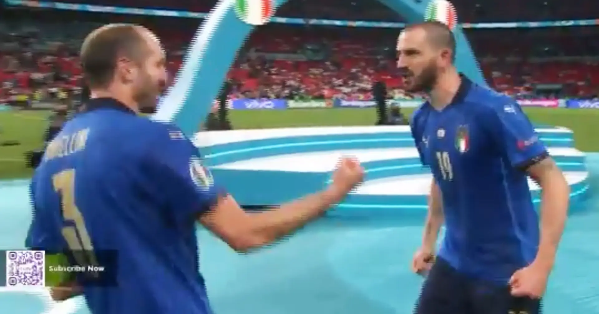 El extraño baile de Chiellini y Bonucci ante las cámaras de la Eurocopa