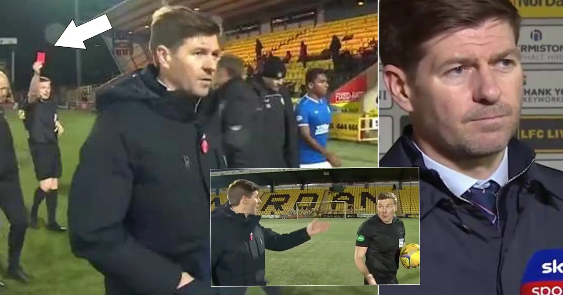 Cameras catch Steven Gerrard completely losing it at referee, his words picked up by microphones