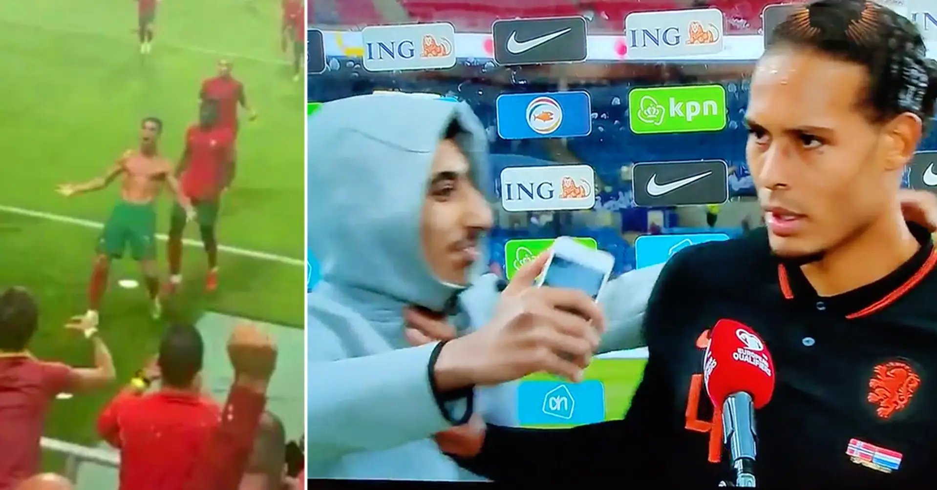 Locura en Europa: Pepe agarra a un steward tras el gol de Cristiano y un fan irrumpe en la entrevista a Van Dijk