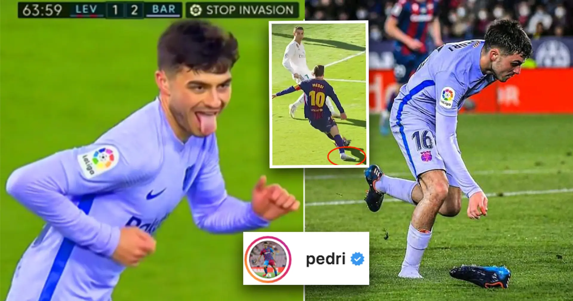 Pedri loses boot during Levante game, re-posts pic with shoeless Messi 24 hours later