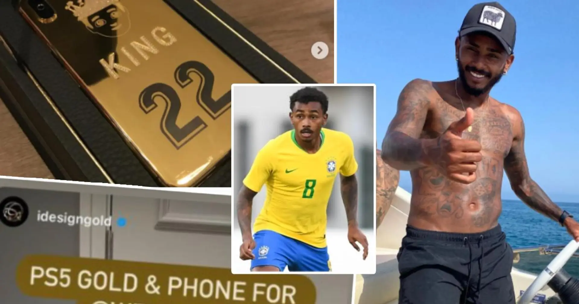 لاعب كرة قدم برازيلي يستعرض جهاز iPhone و PS5 الحصري المصنوع من الذهب عيار 24 قيراطًا