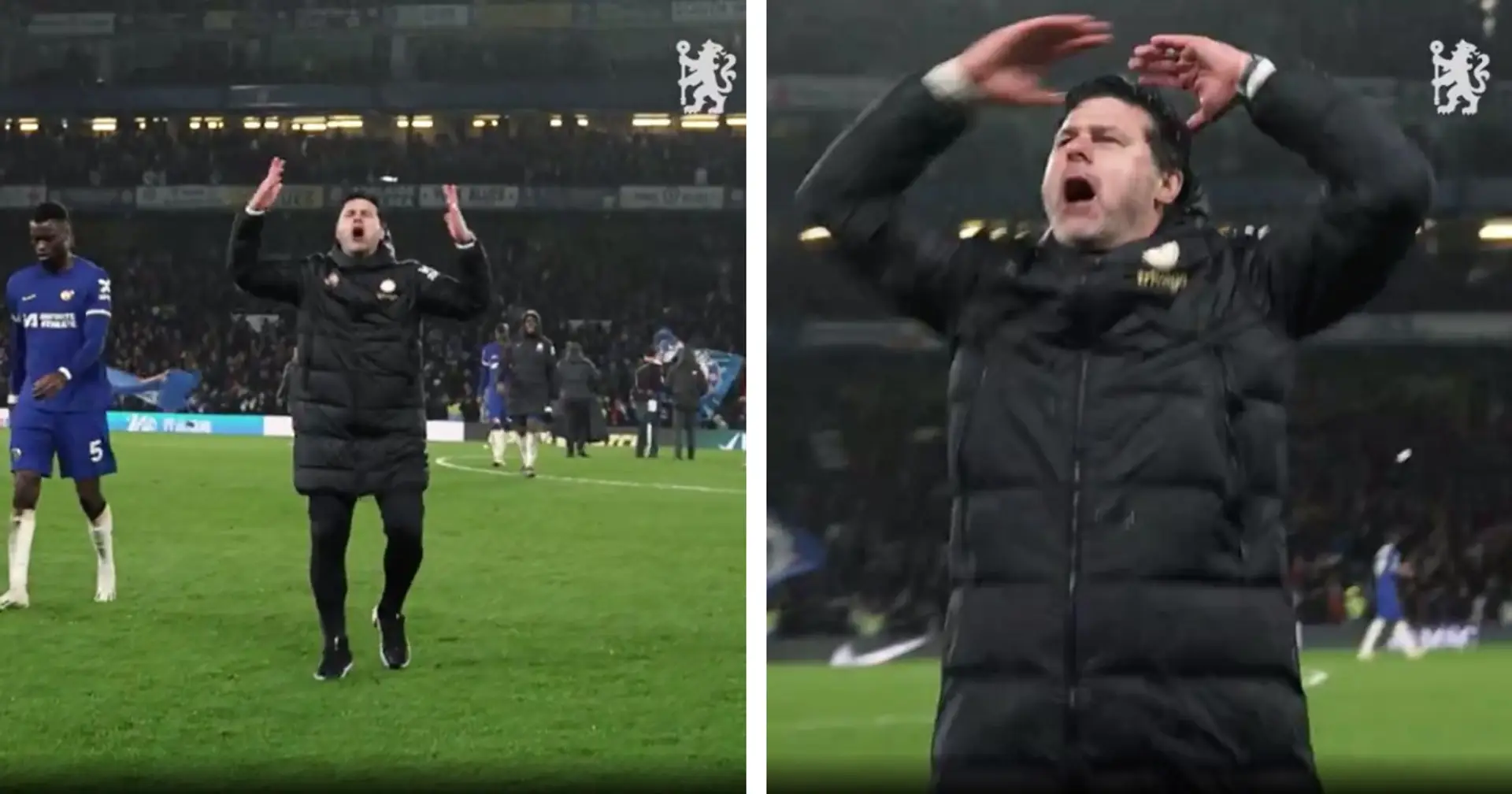 Spotted: Pochettino passionately rouses Stamford Bridge crowd after Man United win
