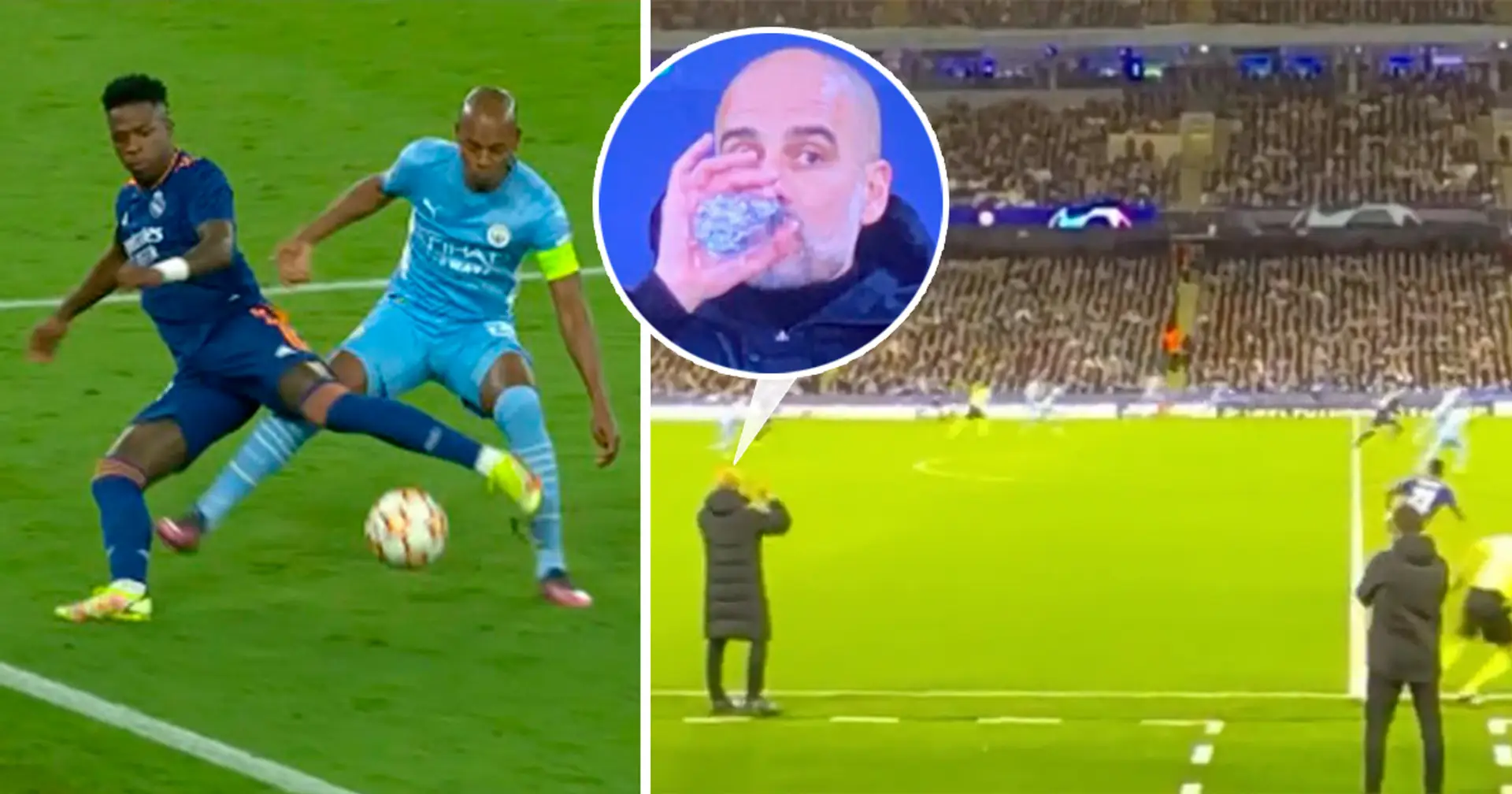 Pep Guardiola's reaction to Vinicius ending Fernandinho's career with brilliant skill caught on camera