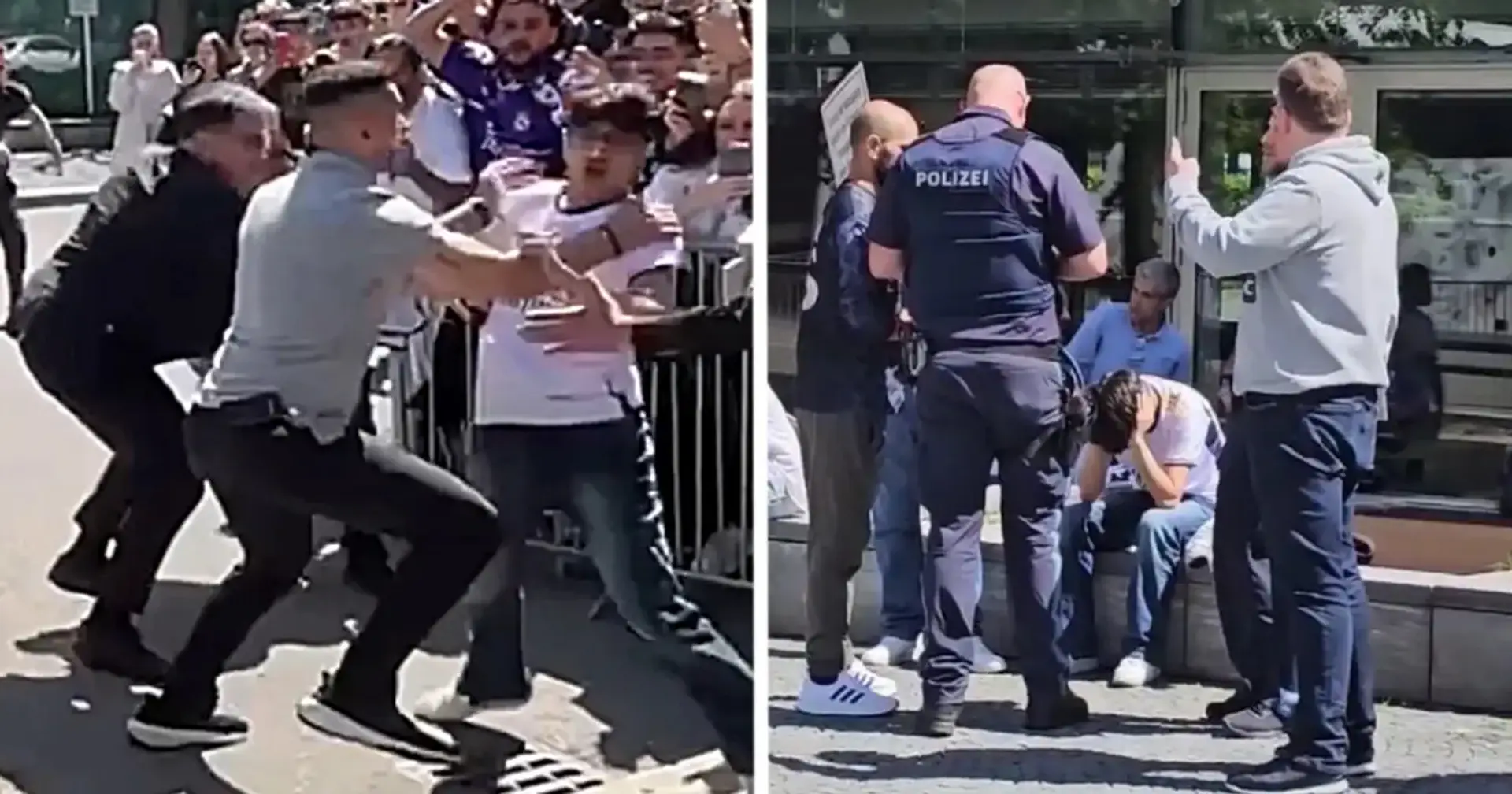 Ein Fan hat sich in der Nähe eines Hotels in München auf Modric gestürzt - das Wachpersonal hat sehr schnell reagiert 