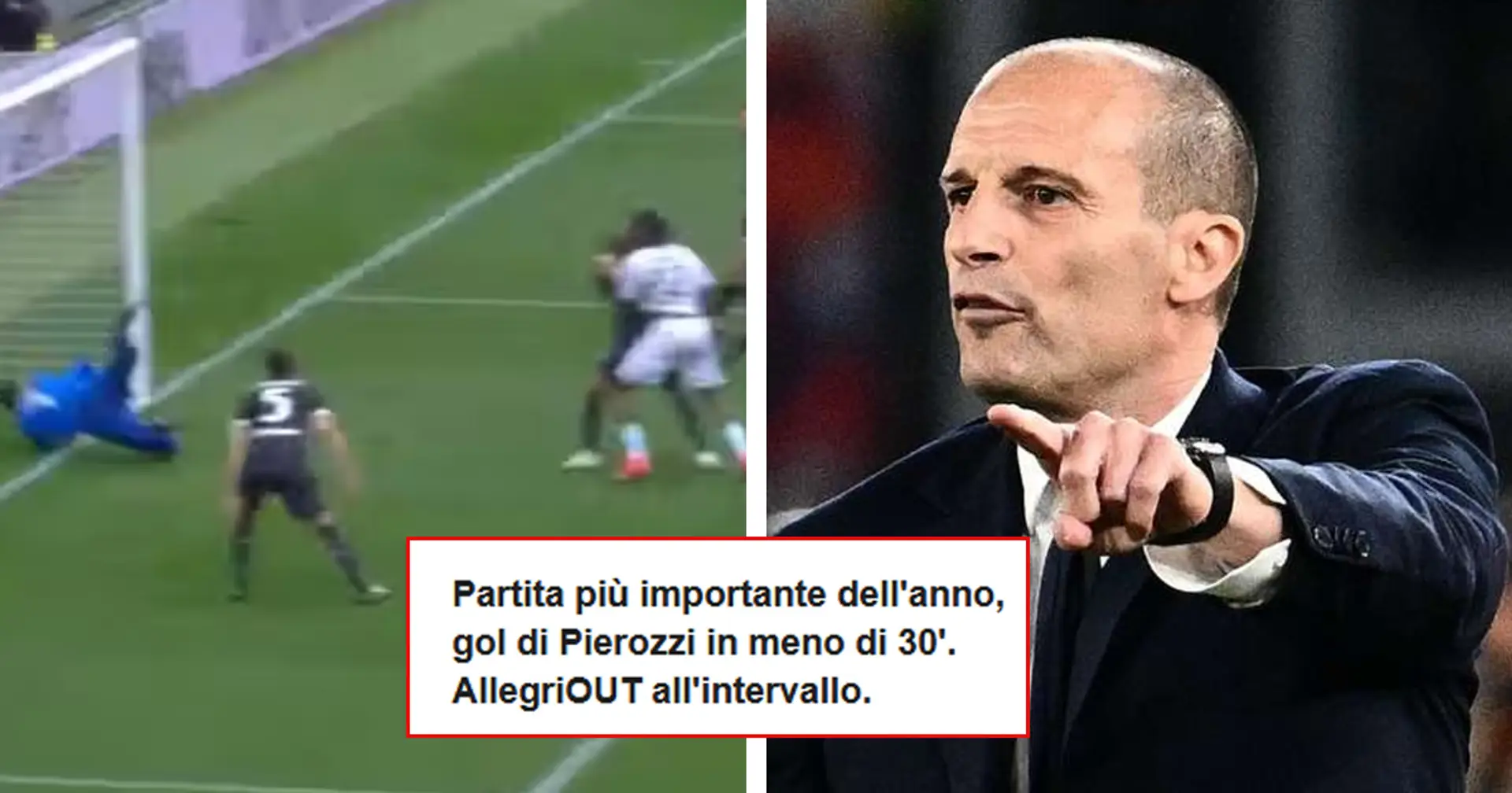 "Esonerate Allegri nell'intervallo": il gol di Pierozzi della Salernitana fa infuriare i tifosi della Juventus