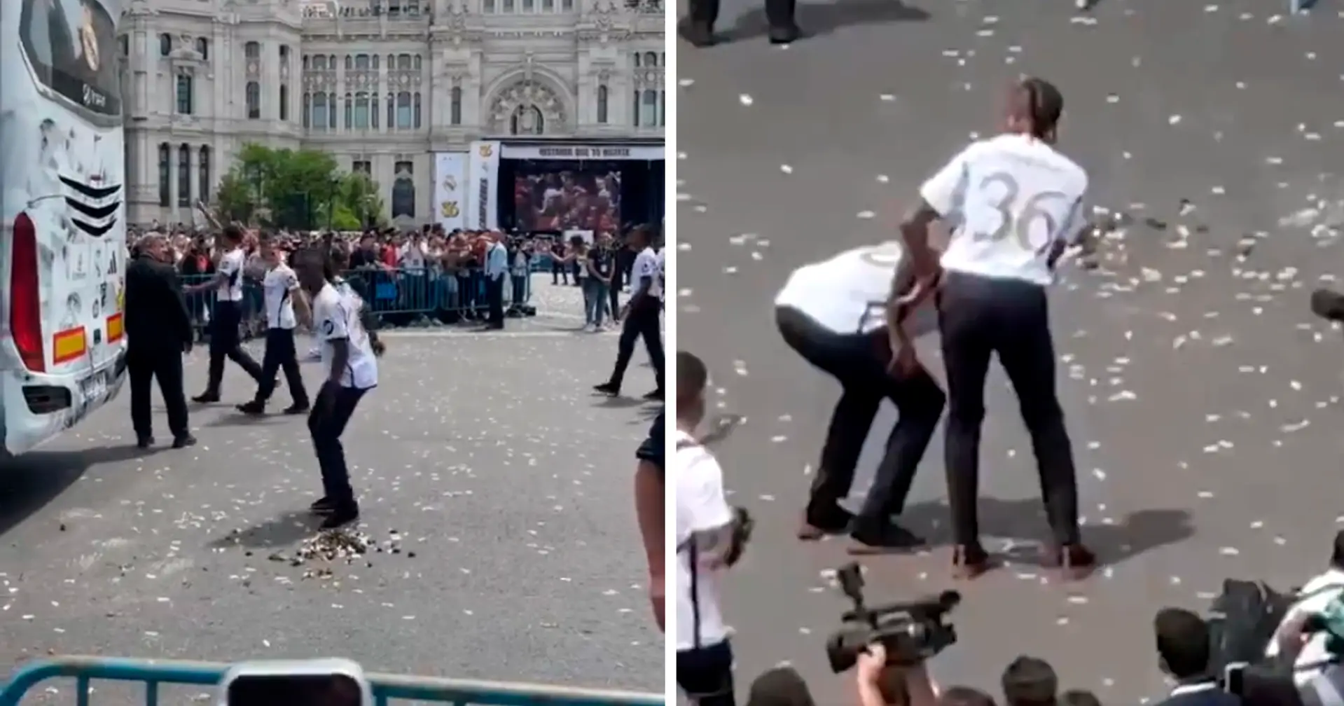 Camavinga stepped on horse sh*t during the celebrations - Rudiger's reaction is hilarious (video)