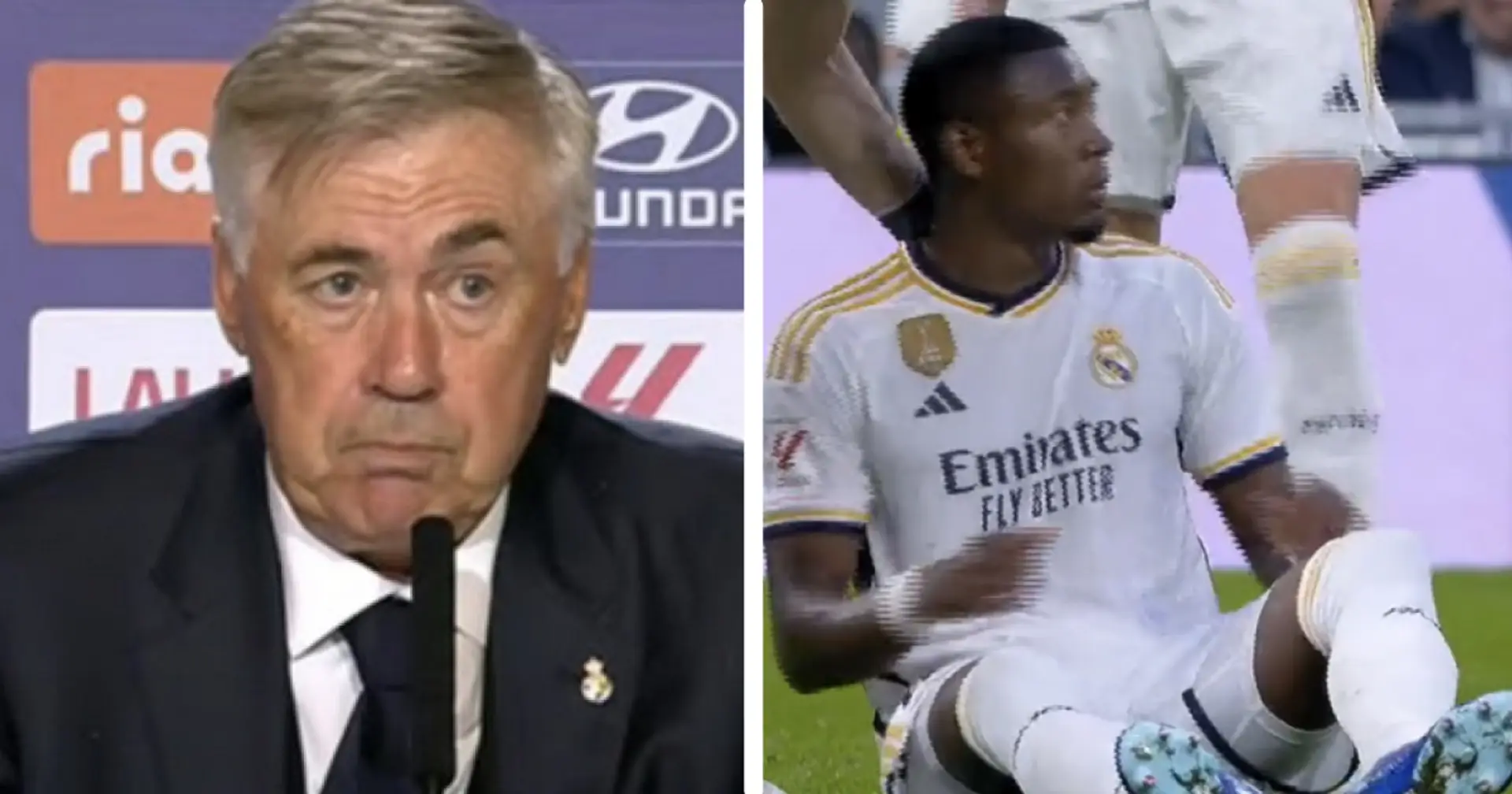 Ancelotti provides injury updates on Alaba and Rudiger