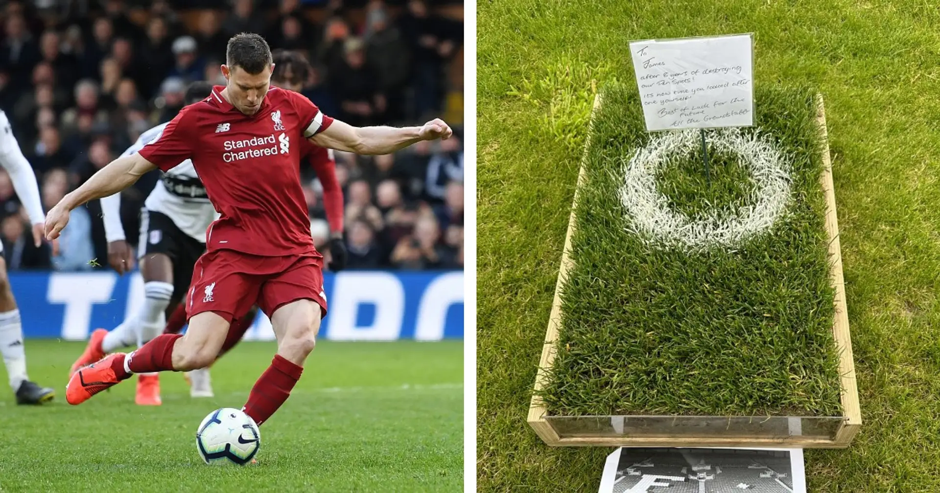 'After 8 years of destroying our penalty spots': Milner gifted thoughtful memento by Anfield groundskeepers
