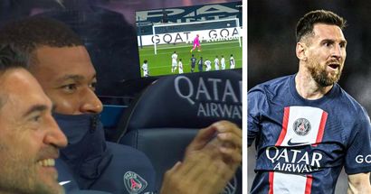 Aperçu: Kylian Mbappé tout sourire après le but magnifique de Messi sur coup franc