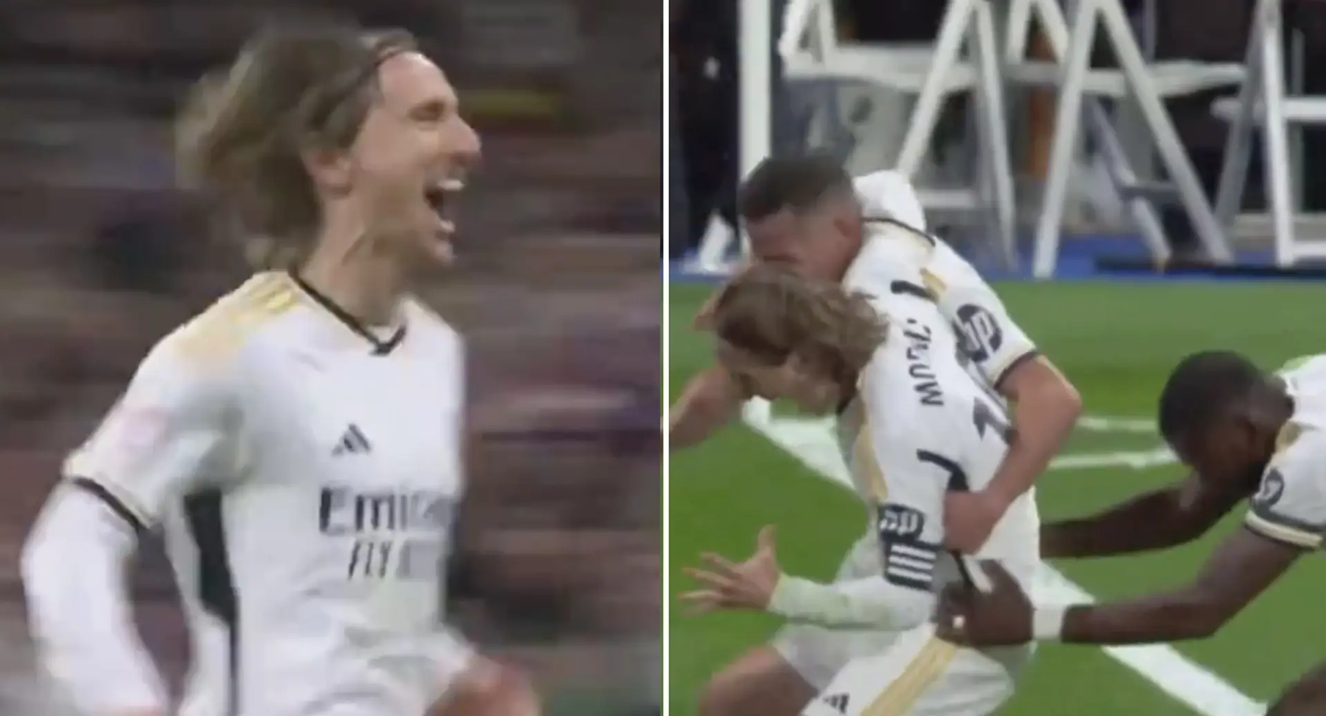 38-year-old Luka Modric celebrates like a madman as his goal breaks deadlock v Sevilla