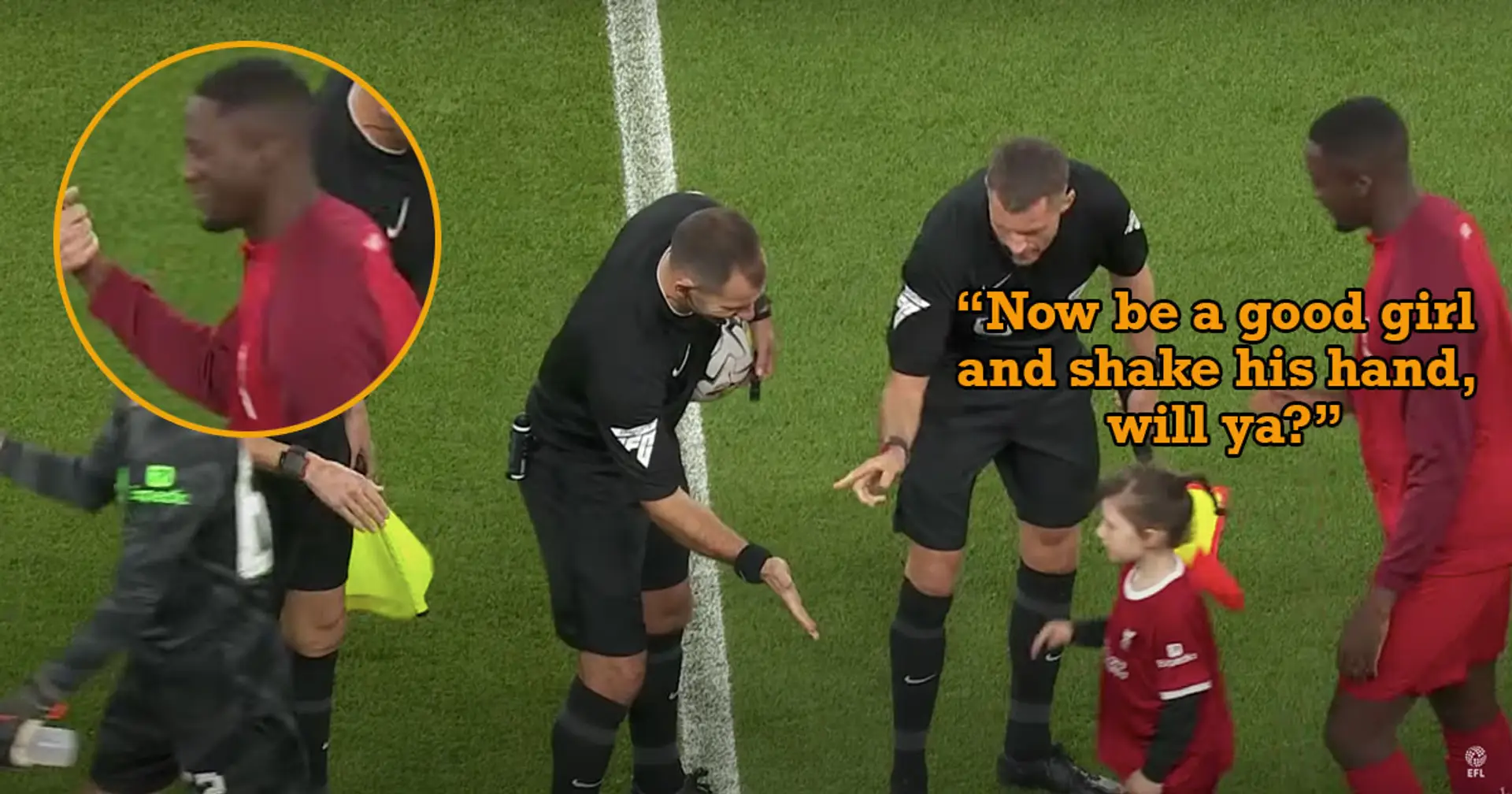 Mascot leaves Konate in stitches snubbing handshake from Leicester game ref
