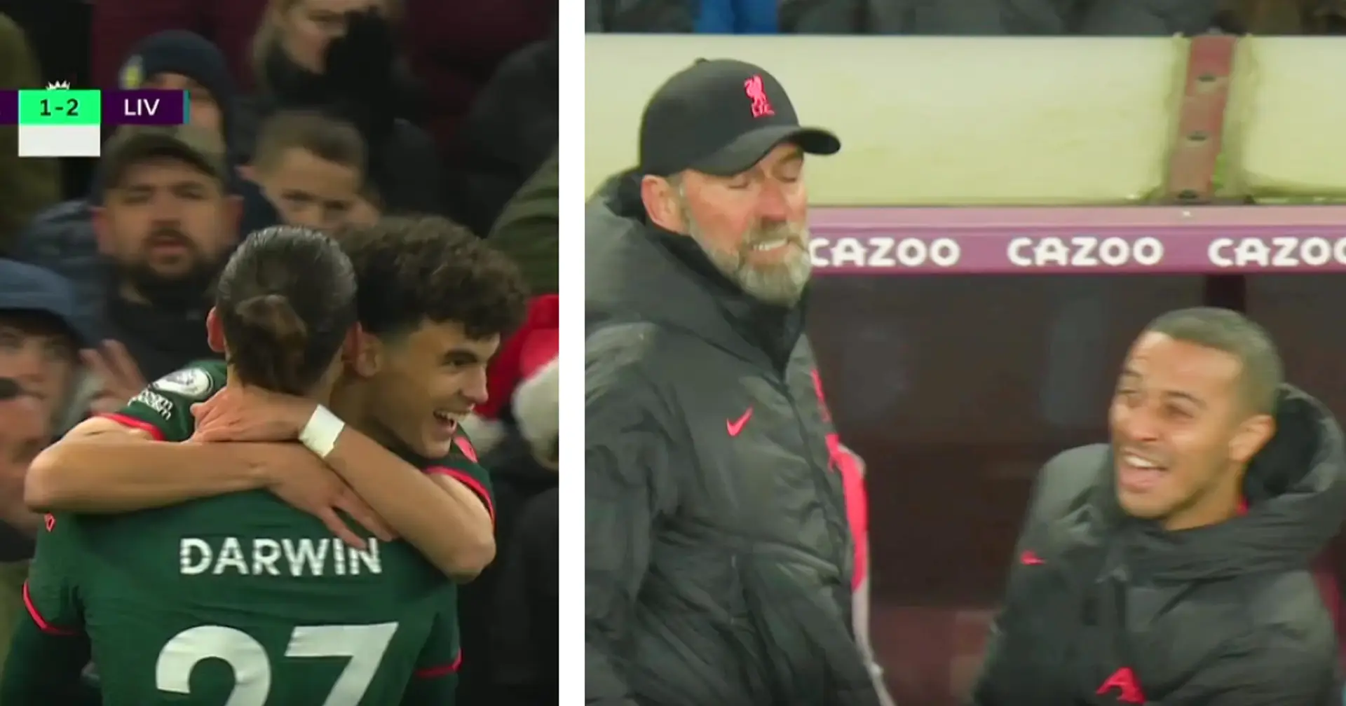 Thiago and Klopp react as Bajcetic announces himself to Premier League with ice cold goal - spotted