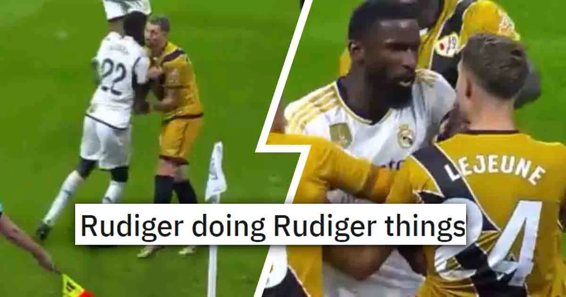 Spotted: Rudiger loses his mind and almost starts fight with Rayo Vallecano player