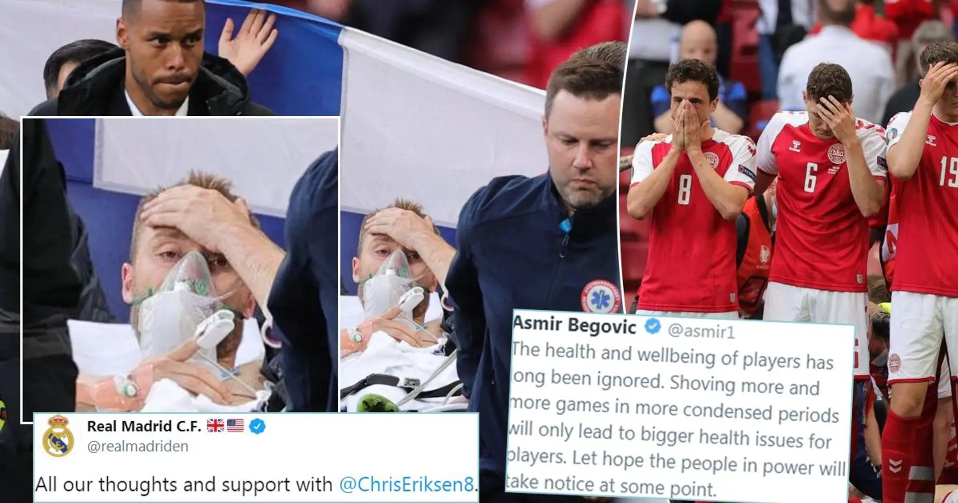 Real Madrid, Ozil, Vázquez y más: el mundo del fútbol muestra su apoyo a Eriksen cuando se derrumba en el campo