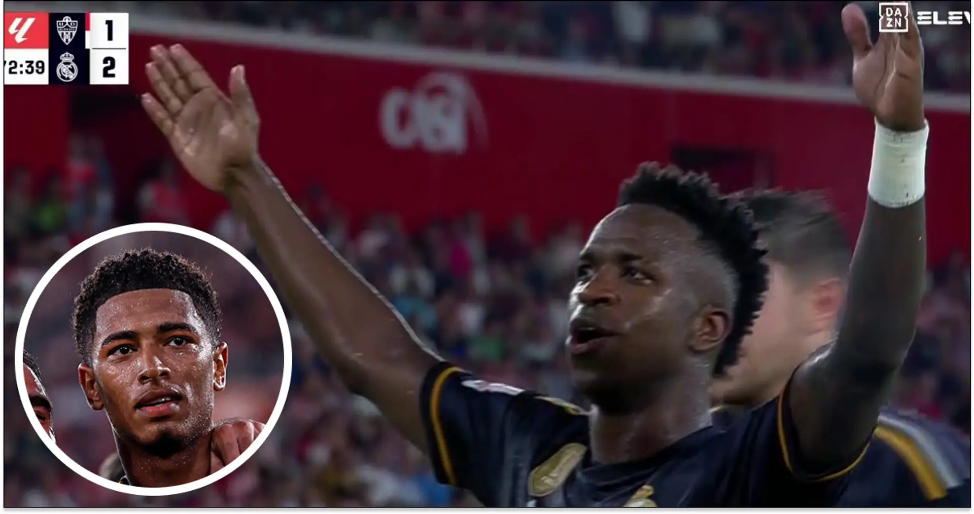 Filmé : Vinicius récrée la célébration de Bellingham après avoir marqué contre Almeria