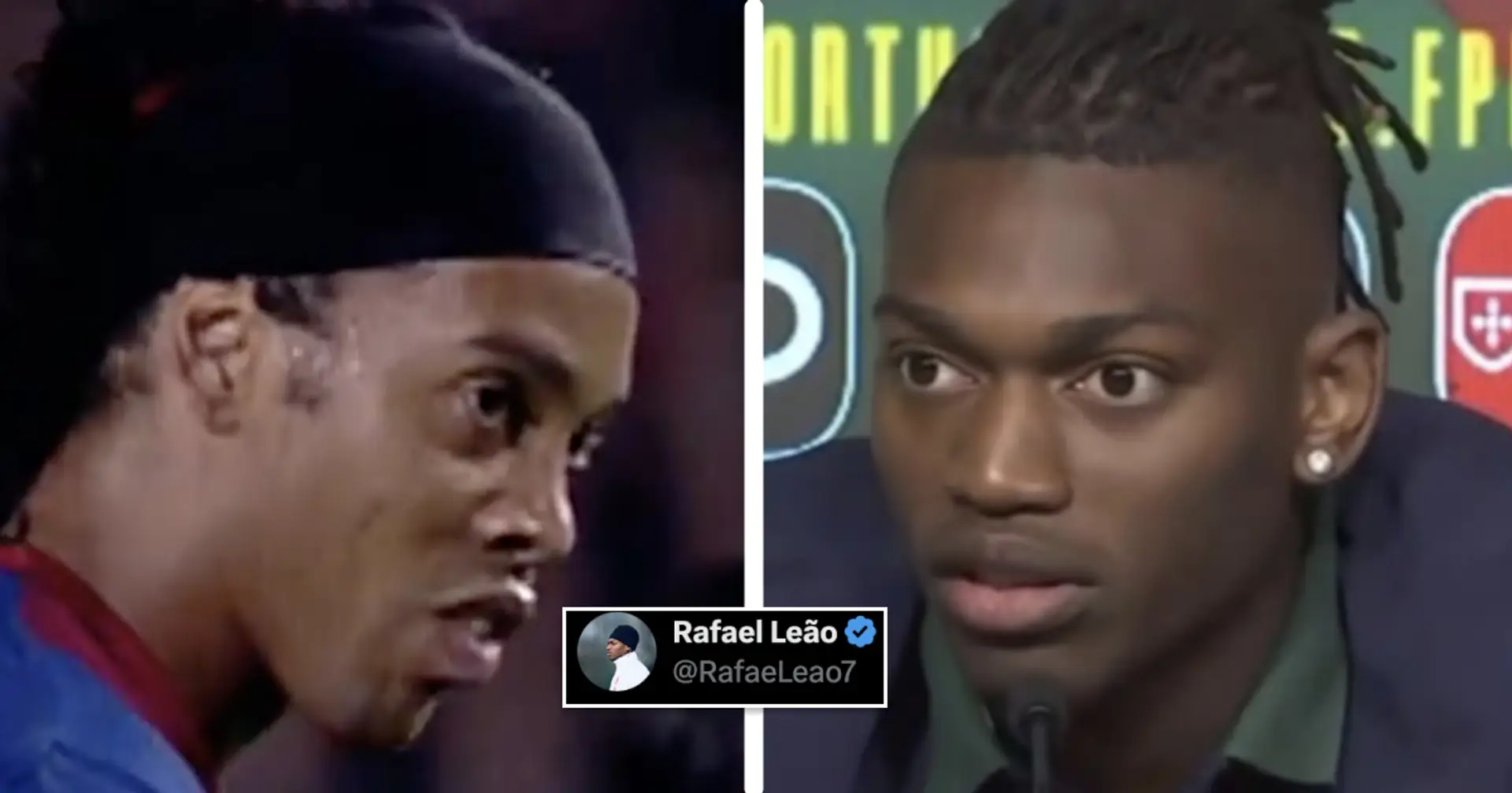 Rafael Leao reacts to Ronaldinho's stunning Barca comp