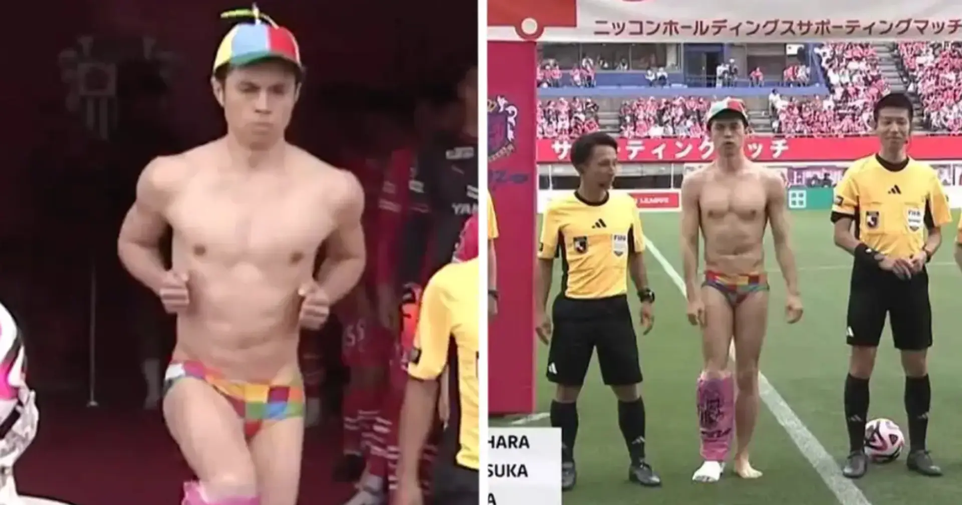 Vor einem Spiel in der japanischen Liga kam ein halbnackter Mann mit den Schiedsrichtern heraus. Was hatte das zu bedeuten?
